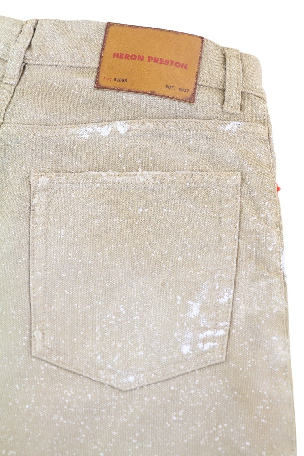 Heron Preston M Denim Beige Distress Painted Casual Shorts 84392 Size US 32 / EU 48 - 5 Thumbnail