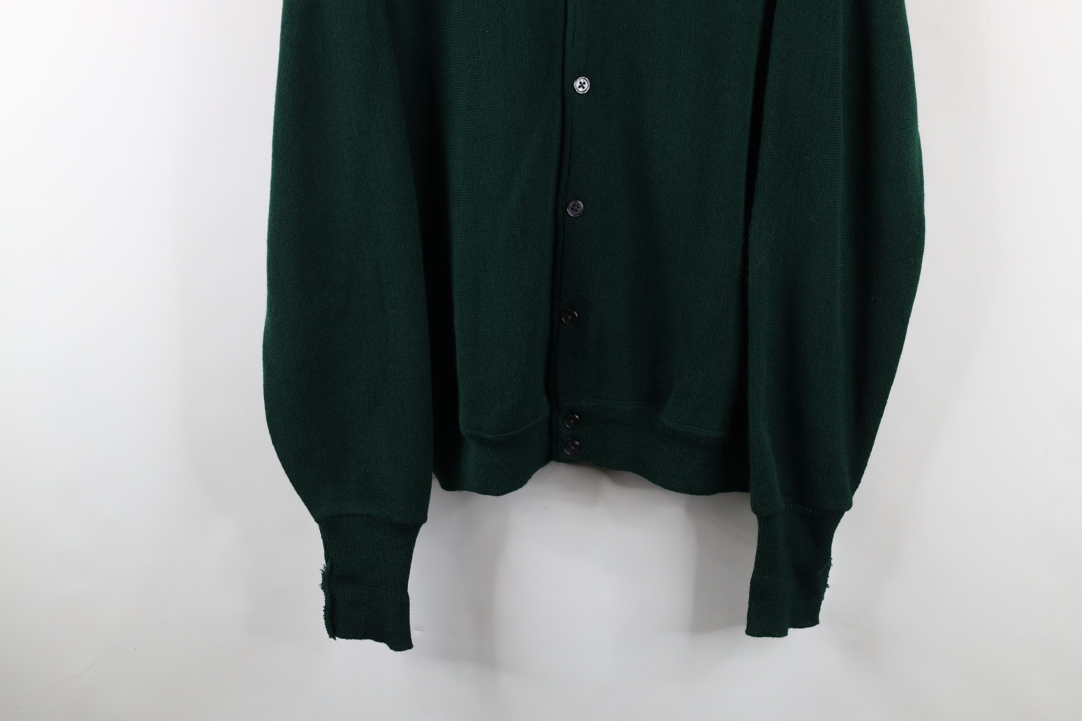 Izod × Vintage Vintage 90s Izod Knit Cardigan Sweater Hunter Green Acrylic Size US L / EU 52-54 / 3 - 3 Thumbnail