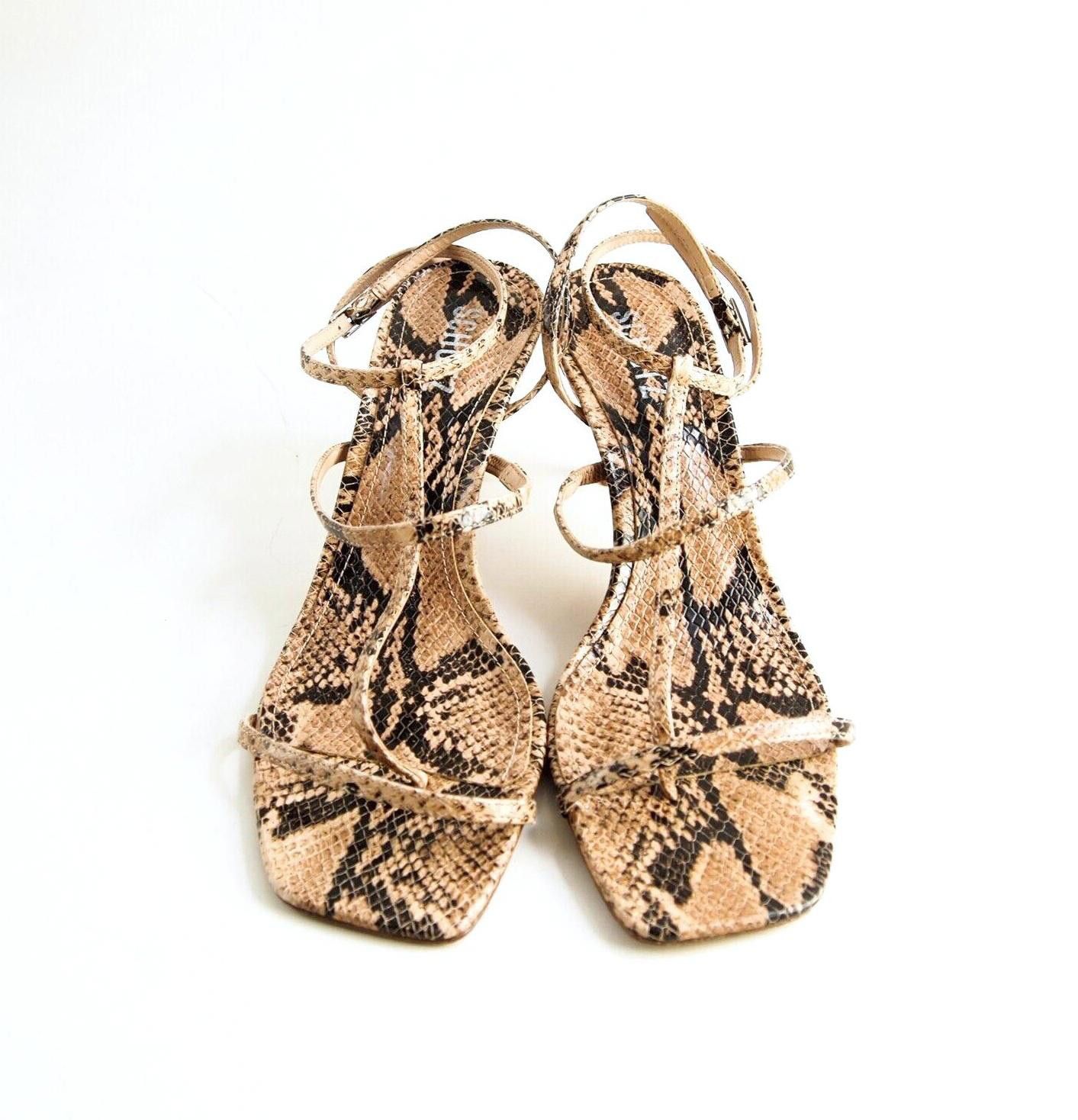 Designer Schutz Strappy Sandals Python Print Mid Heel US 10 B EU 40 Size US 10 / IT 40 - 1 Thumbnail