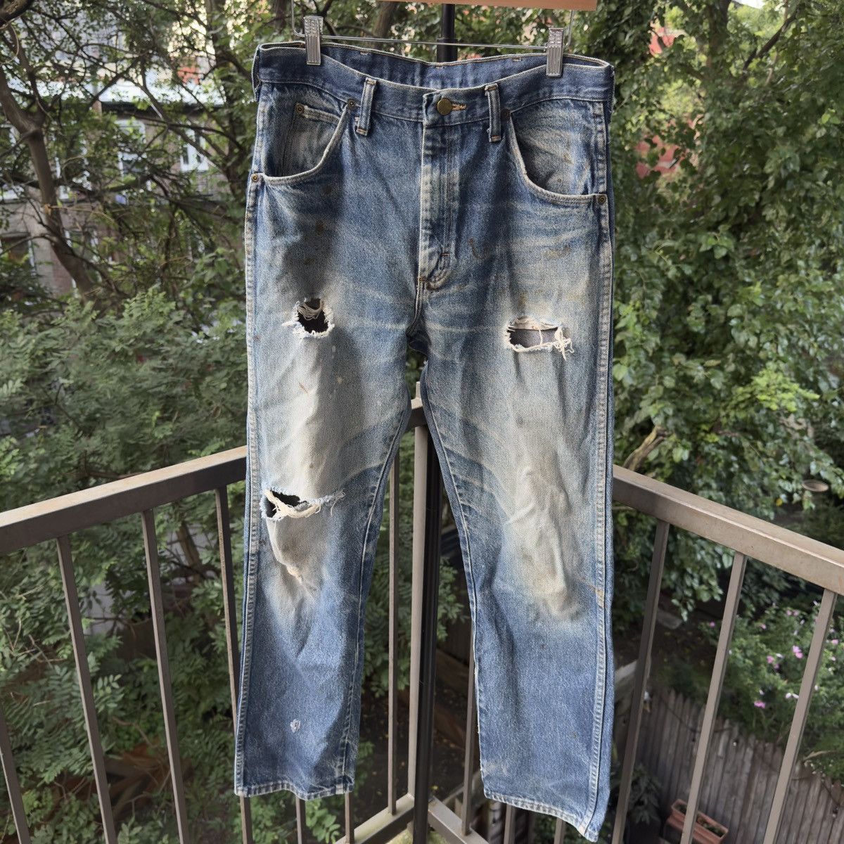 Vintage Thrashed Faded Distressed Rustler Jeans ERD Grunge Chrome Size US 32 / EU 48 - 1 Thumbnail