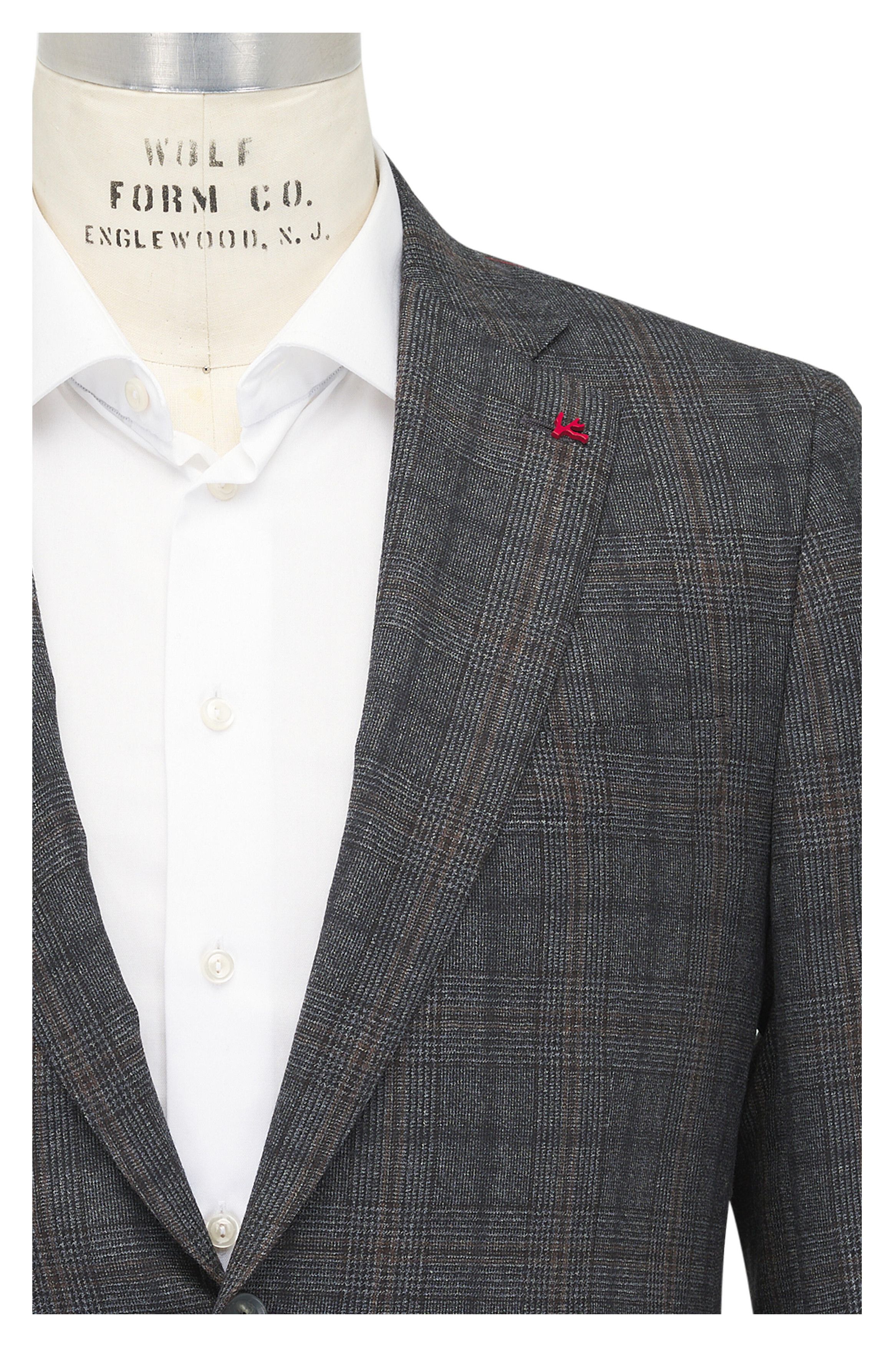 Isaia o1mtch0225 Glen Plaid Wool Suit in Medium Grey Size 44R - 2 Thumbnail