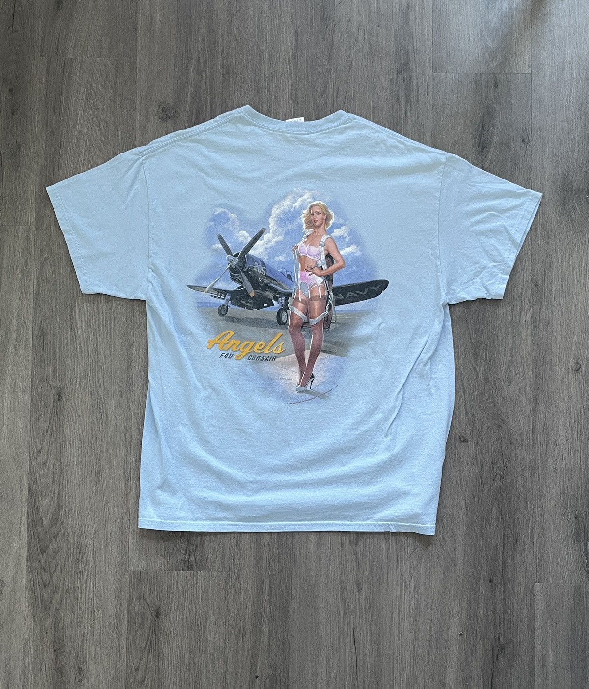 Vintage Y2K Military Angels “Navy Pin-up” Graphic T-shirt (Sz.XL) Size US XL / EU 56 / 4 - 1 Thumbnail