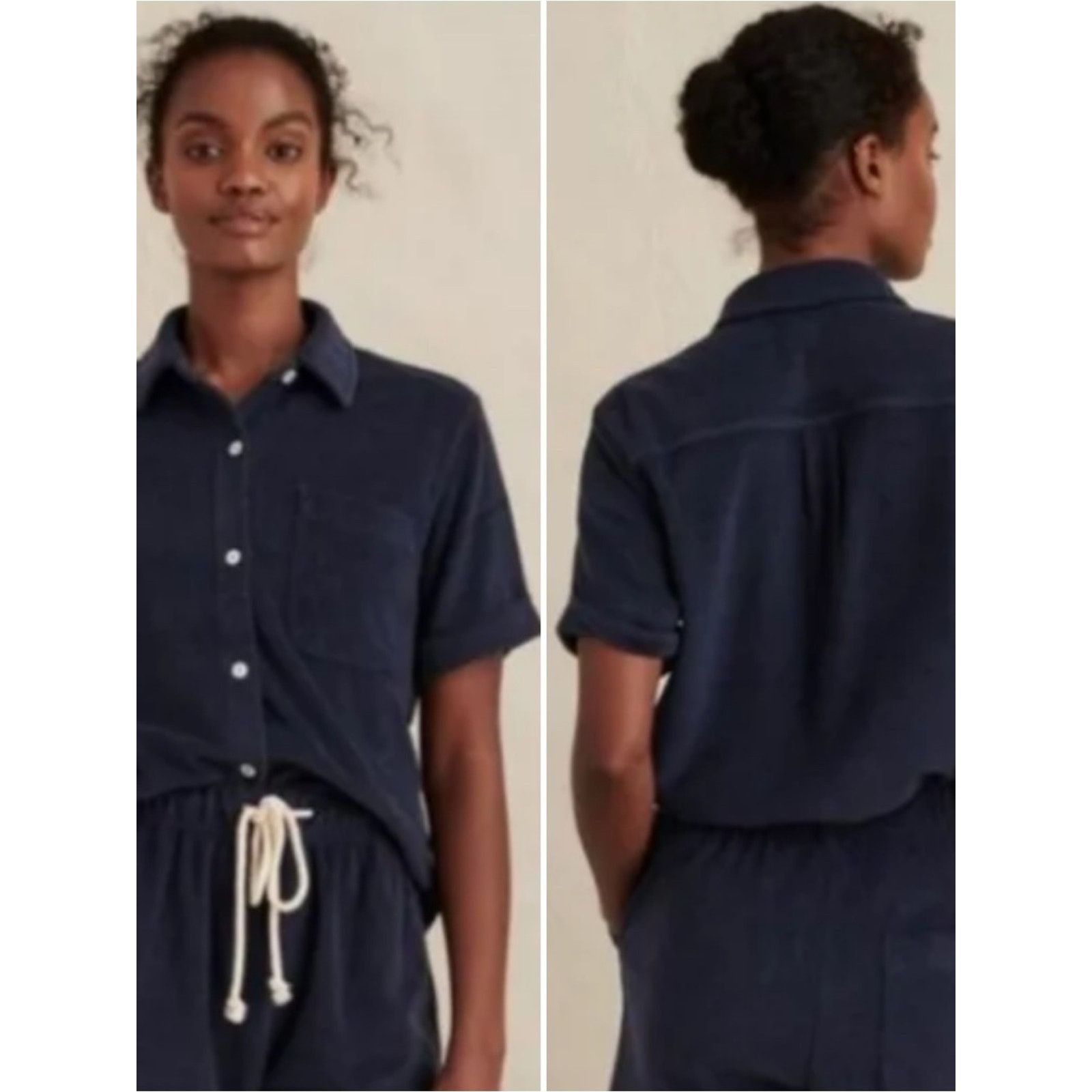 Alex Mill Alex Mill $95 Womens Benny Navy Terry Shirt Small EUC Size S / US 4 / IT 40 - 1 Thumbnail