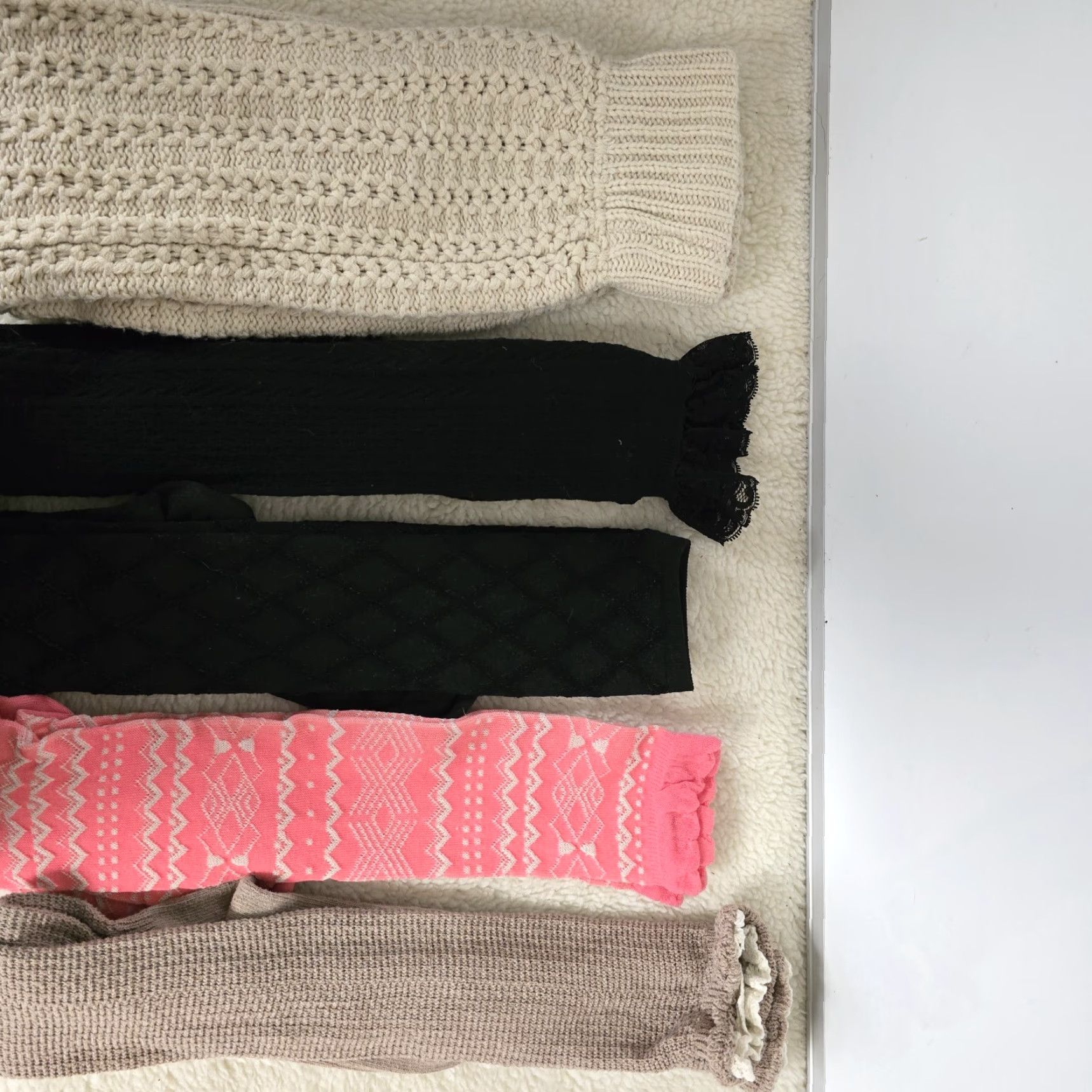 Pinko VINTAGE Unbranded Socks Boot Socks Leg Warmers 5 Pairs Knee High Womens All Seasons 90s Brown Pink Lace Knit Size US 4 / IT 34 - 2 Thumbnail