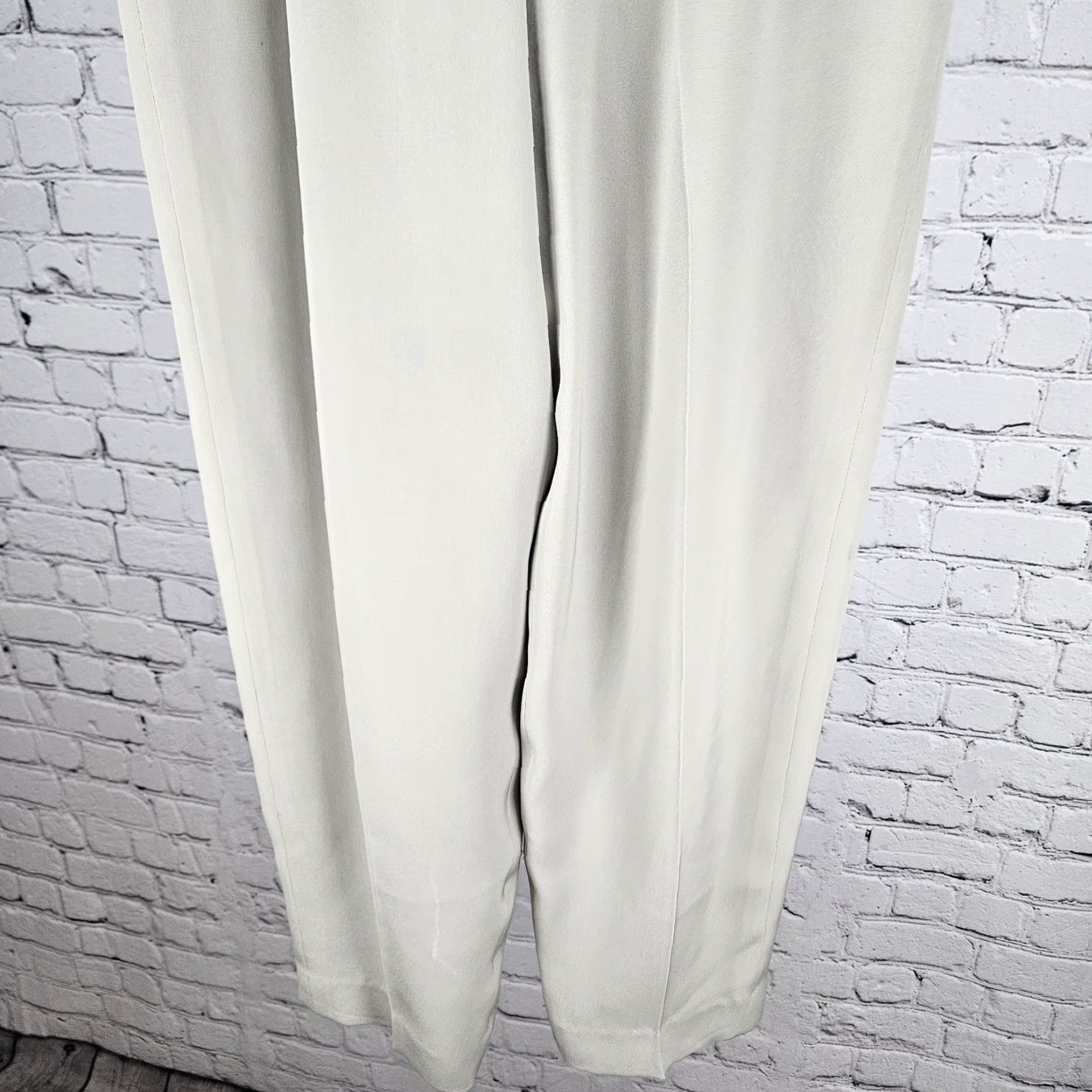 VINTAGE ARMANI Dress Pants Women 24 in 28 in Beige Silk Blend Lined Pockets 90s Italy 4
