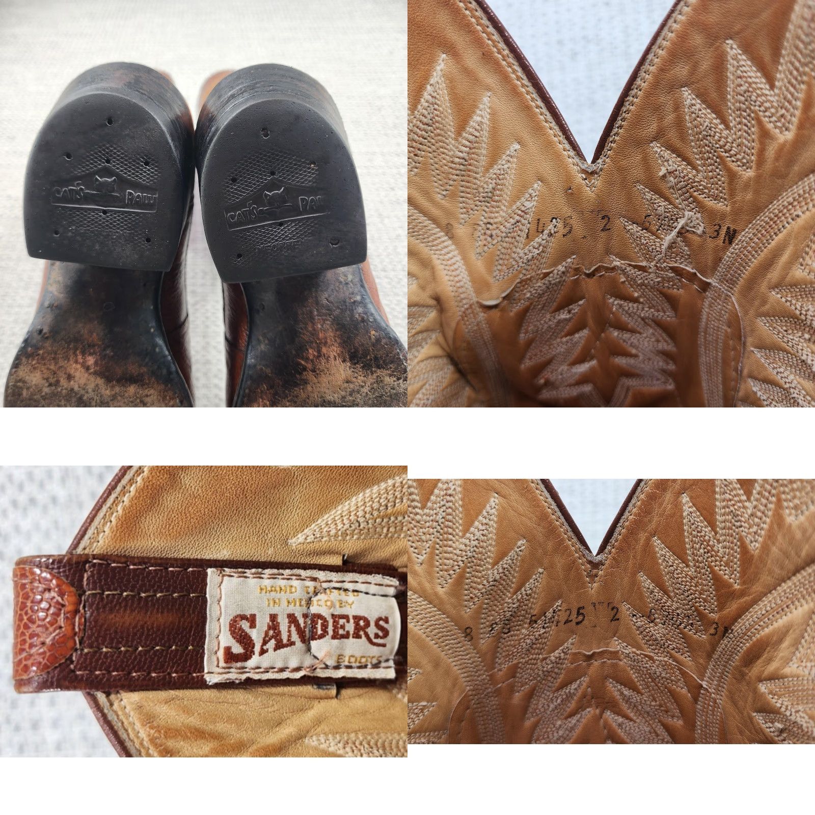 Sanders VINTAGE Sanders Snake Skin Cowboy Boots Mens Size 8.5 Brown Western Hand Made Boots - Western, Cowboy, Leather, Pointed Toe, Pull On, 8.5 Mens Size US 9 / EU 42 - 9 Thumbnail