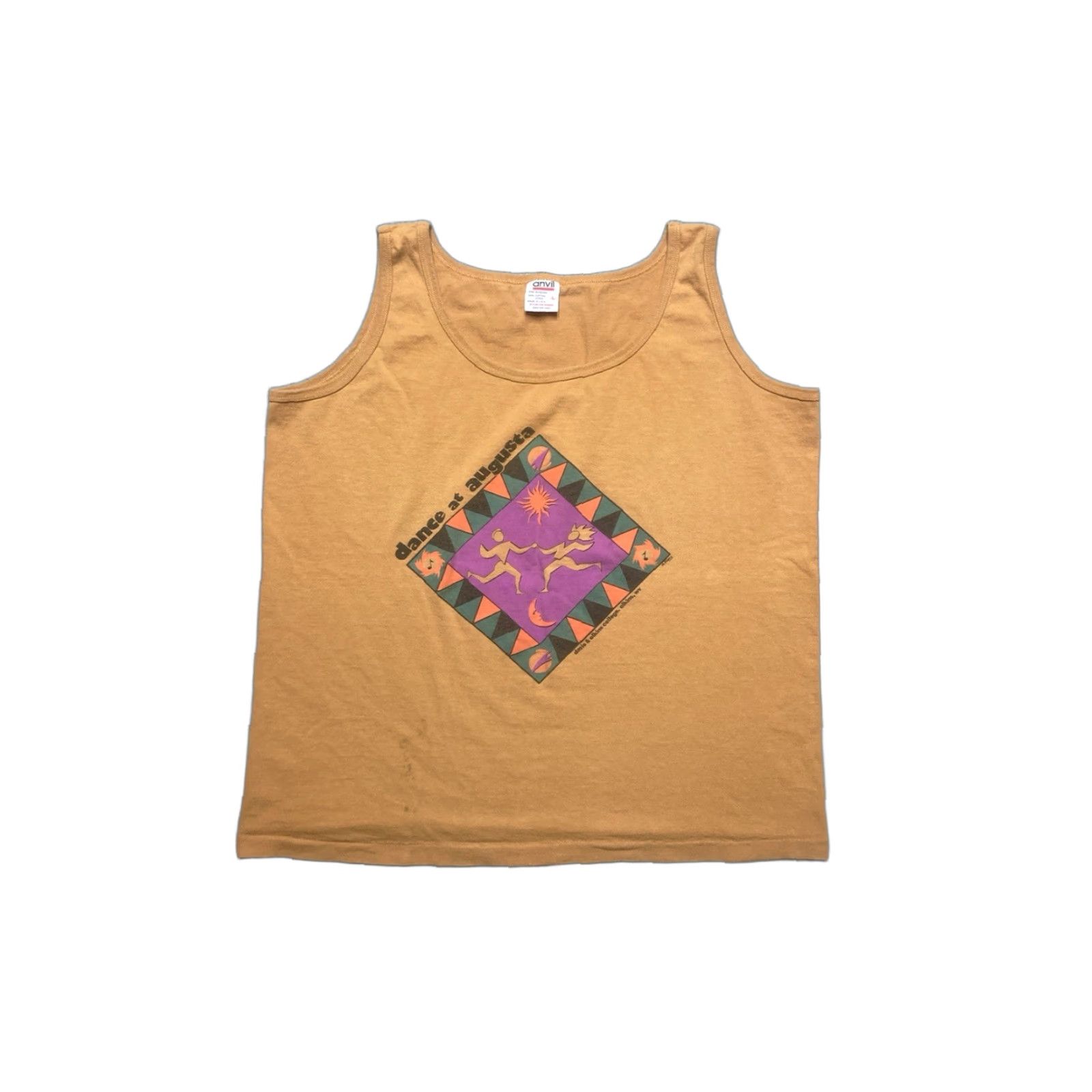 Anvil VINTAGE 90s Anvil Tank Top Shirt Dance at Augusta Heritage Festival Davis Elkins Large Gold Mens T-Shirt Size US L / EU 52-54 / 3 - 1 Thumbnail