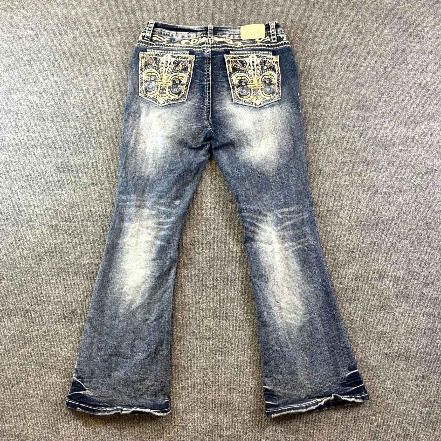 Denime Sexy Couture Jeans Women Bootcut 13 Blue Denim Rhinestone Pockets Western 5-Pocket Design Womens Blue Denim Cotton Jeans Size 34" / US 12 / IT 48 - 2 Thumbnail