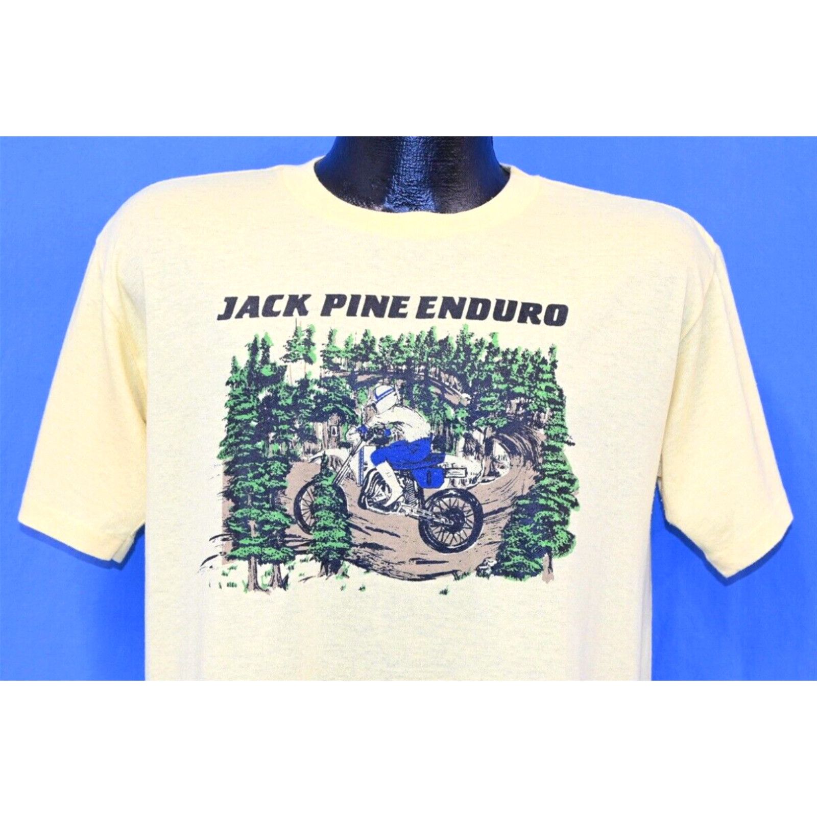 image of Vintage VTG 80's Jack Pine Enduro Motocross Motorcycle Race Michigan T-Shirt Large L in White, Men'