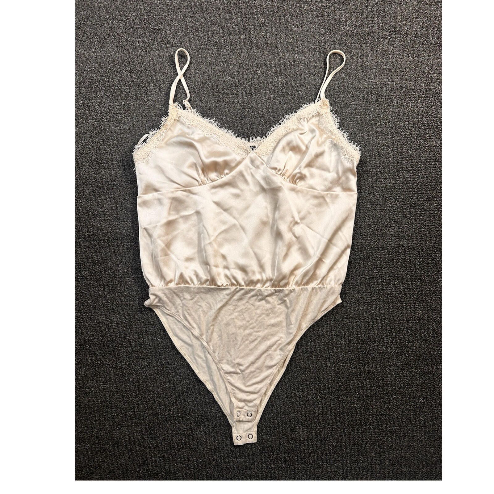Forever 21 Forever 21 Beige Lace Trim Spaghetti Strap Bodysuit Size L Size ONE SIZE - 1 Thumbnail