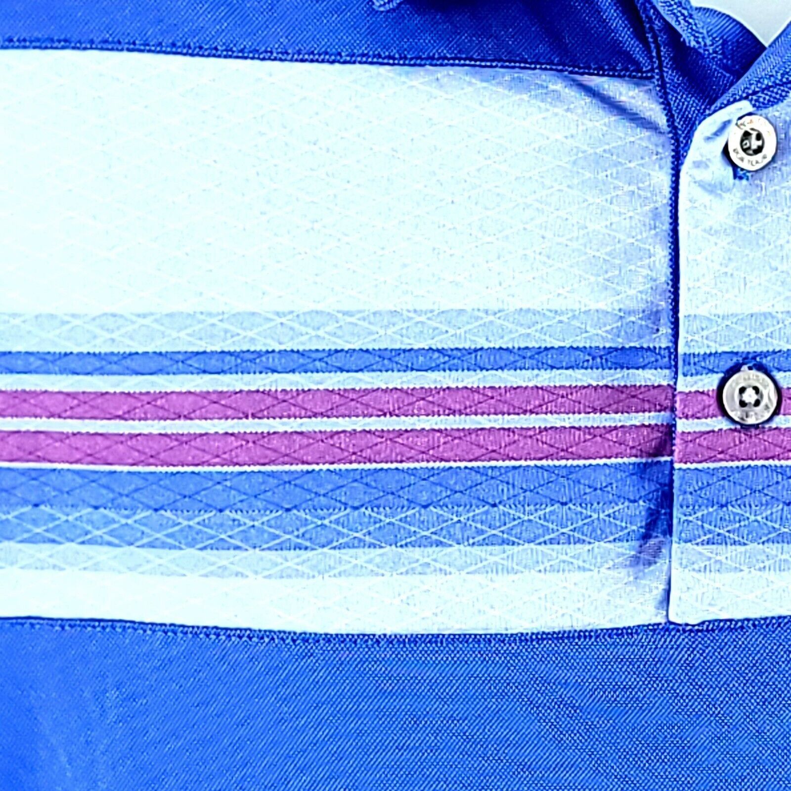 PGA Tour PGA Tour Medium Blue Purple Striped Collared Polo Shirt Size US M / EU 48-50 / 2 - 2 Thumbnail