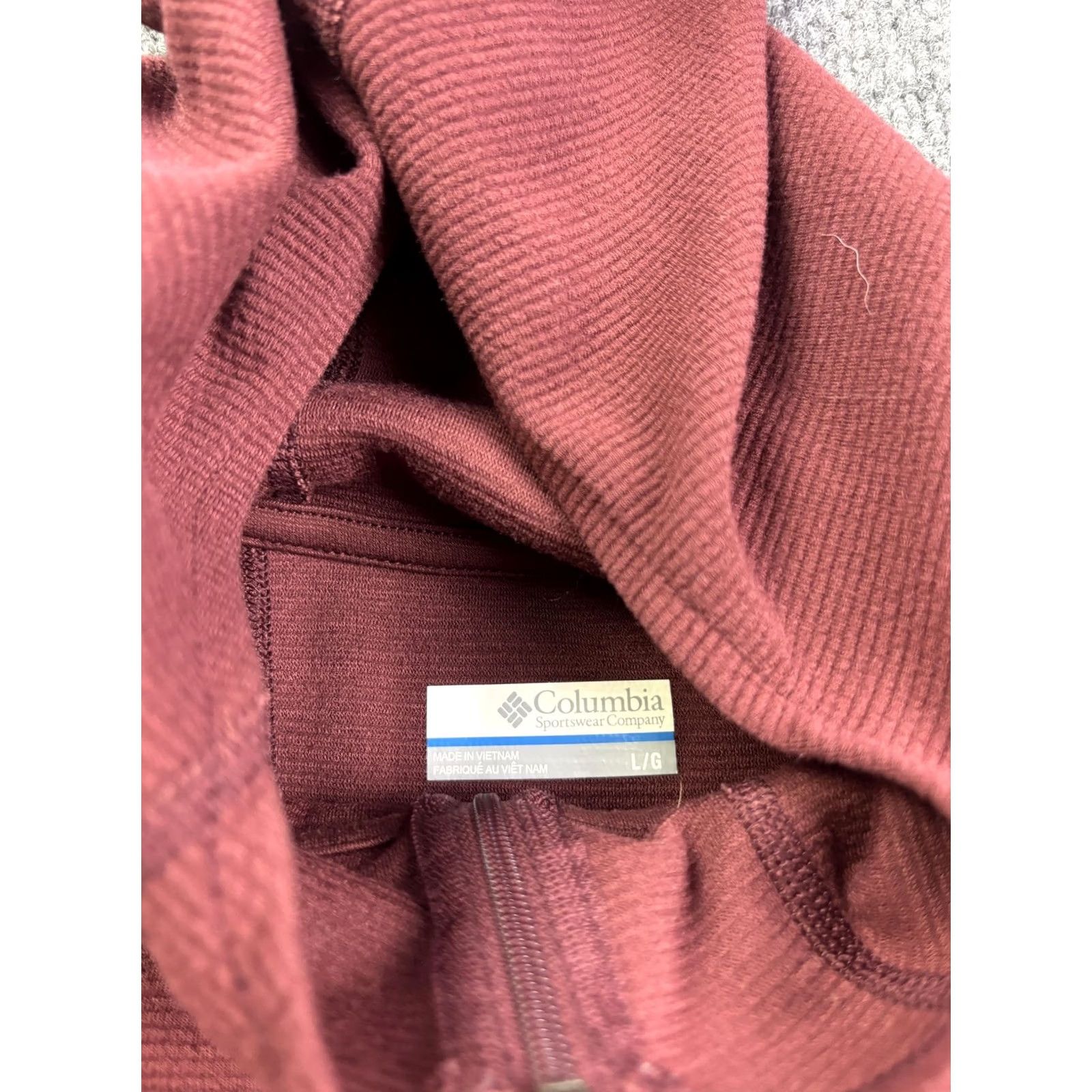 Vintage Columbia Jacket Womens L Red Hooded Full Zip Fleece Thumbholes Hiking Size L / US 10 / IT 46 - 2 Thumbnail