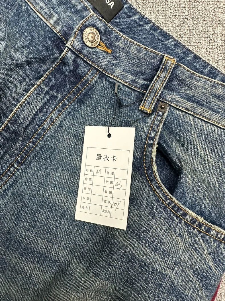 Balenciaga Balenciaga size M Fake two-piece plaid shirt stitching jea Size US 27 - 6 Thumbnail