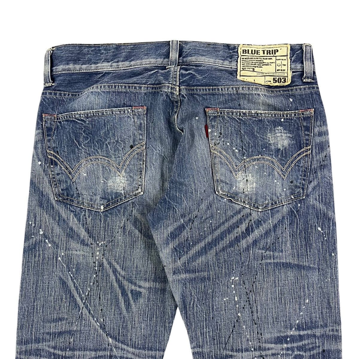 Edwin × Japanese Brand EDWIN 503 BLUE TRIP DISTRESSED PAINTED JEANS Size US 37 - 9 Thumbnail