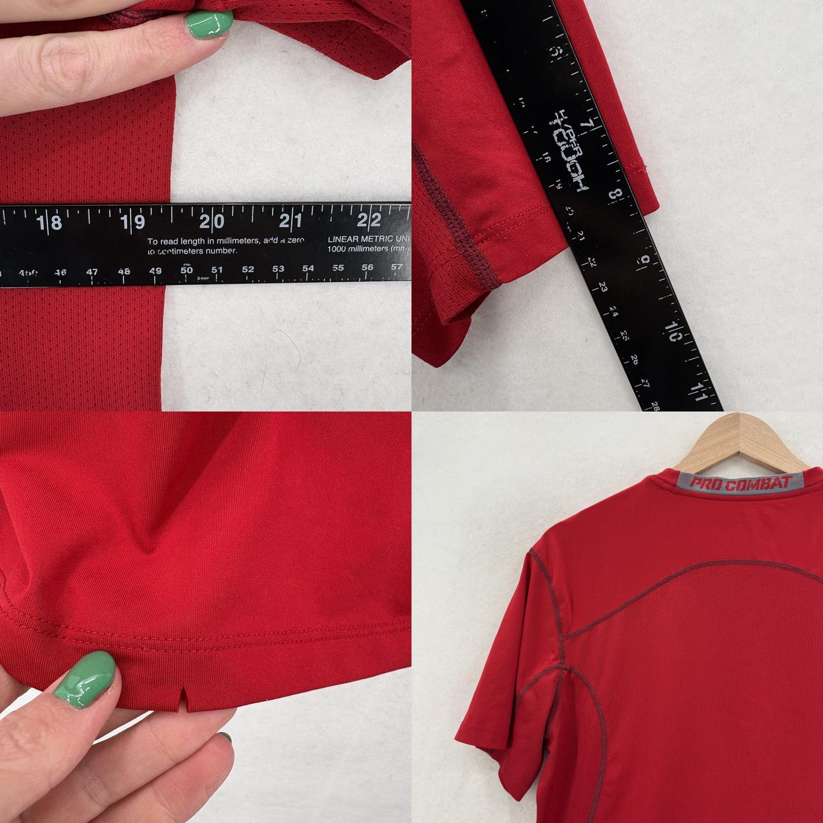 Nike Nike Pro Combat Dri-FIT Shirt Mens M Red Short Sleeve Gym Training Size US M / EU 48-50 / 2 - 8 Thumbnail