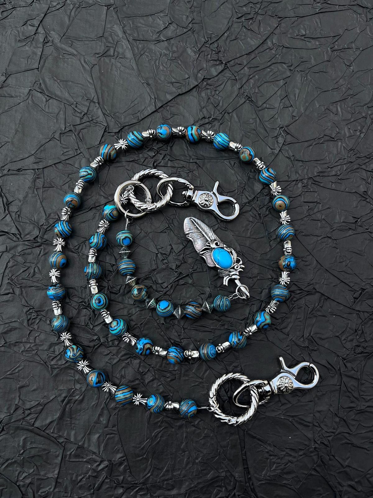 Jewelry Turquoise Beaded Chain Accessory with Feather Charm Size ONE SIZE - 3 Thumbnail