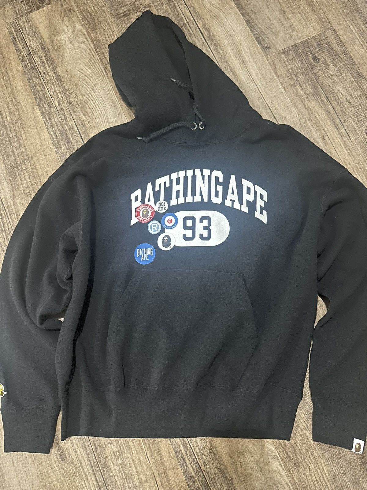 image of Bape Bathing Ape Pullover Hoodie in Black, Men's (Size Medium)