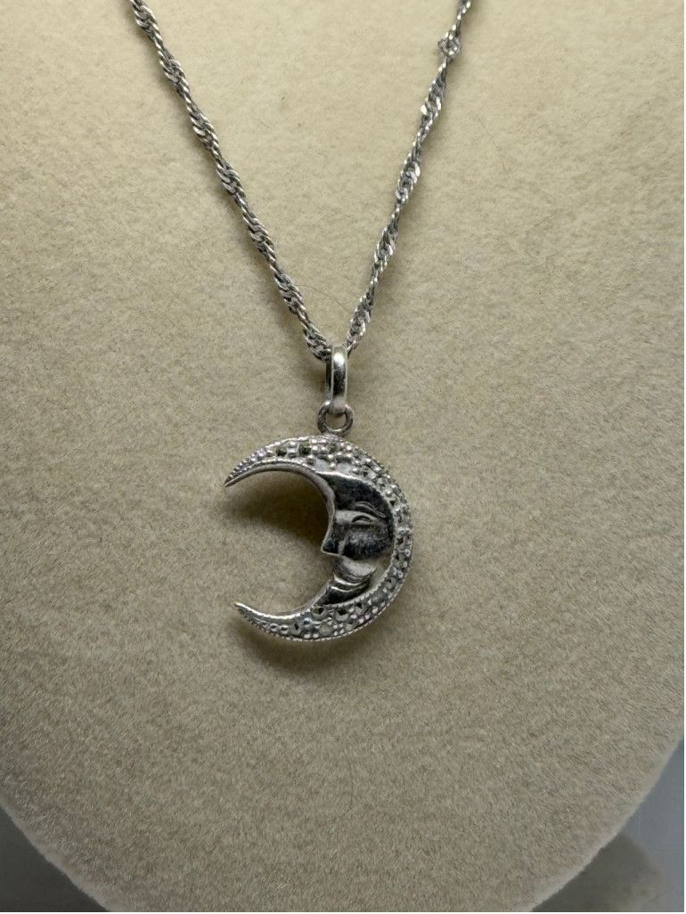 Other Boma Crescent Moon Face Sterling Silver Necklace 20" Size ONE SIZE - 2 Thumbnail