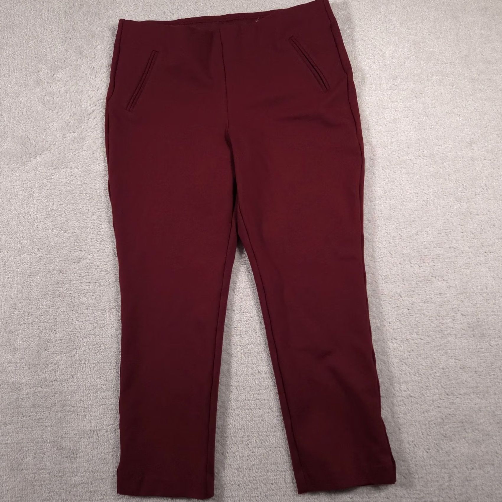 Vintage Chico's Pants Women's 12 Red Stretch Pull On Ankle Career Cropped Office Pants Size 34" / US 12 / IT 48 - 2 Thumbnail