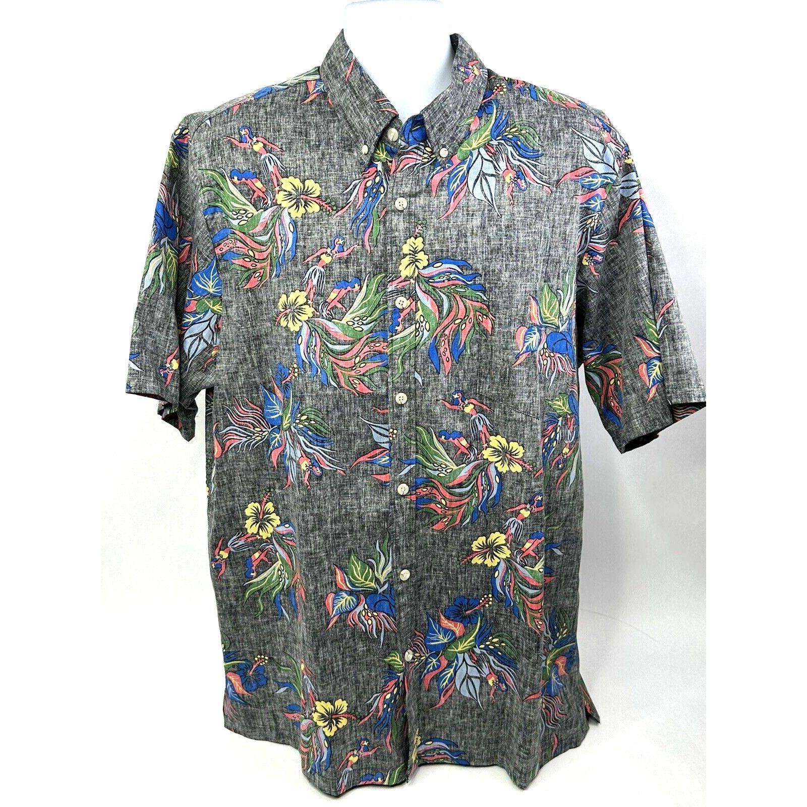 image of Vintage VTG Avanti Shirt Mens 2Xl Multicolor Camp Reverse Print Hula Dancers Hibiscus in White