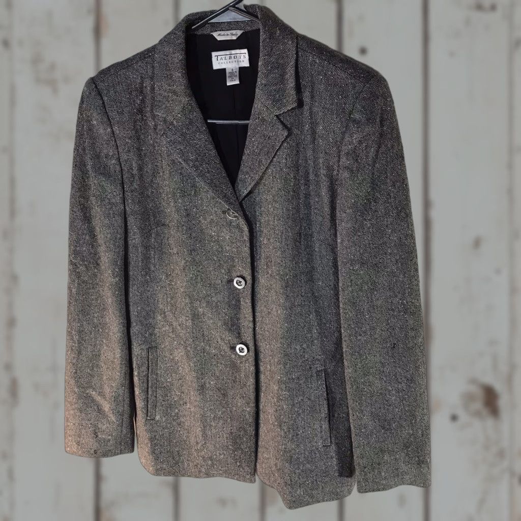 Talbots VINTAGE Talbots Black White Wool Cashmere Dress Jacket Women Size 6 Herringbone Italy Size M / US 6-8 / IT 42-44 - 1 Thumbnail