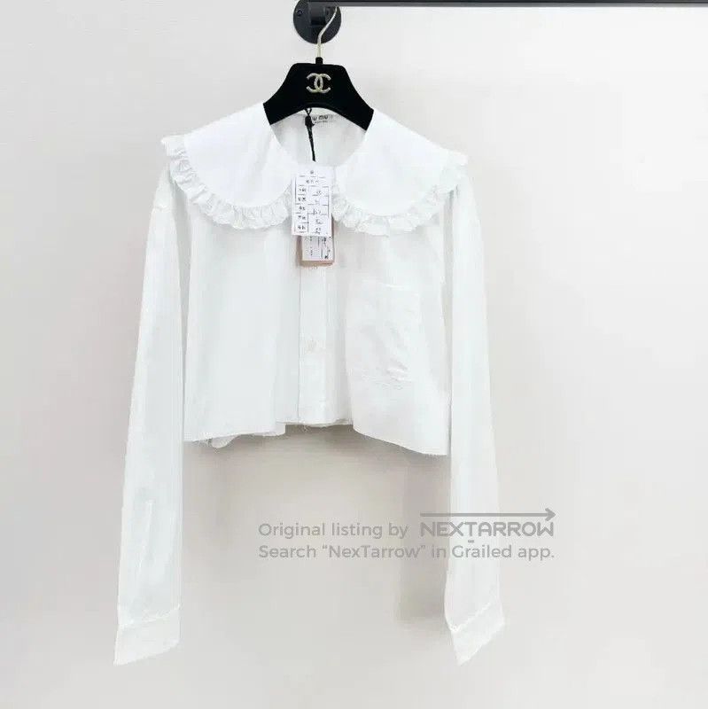 Miu Miu Miu Miu White Cotton Long Sleeve Shirt . Size M / US 6-8 / IT 42-44 - 1 Thumbnail