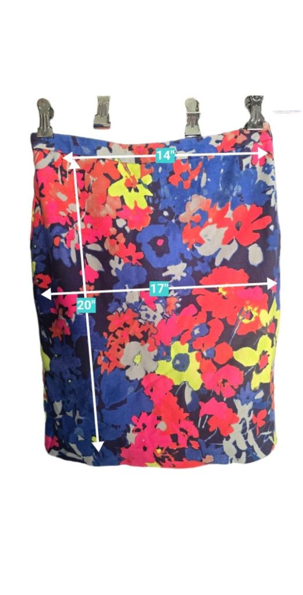 Loft Women's LOFT Petite Floral Pencil Skirt 4P Blue Pink Size 27" / US 4 / IT 40 - 3 Thumbnail