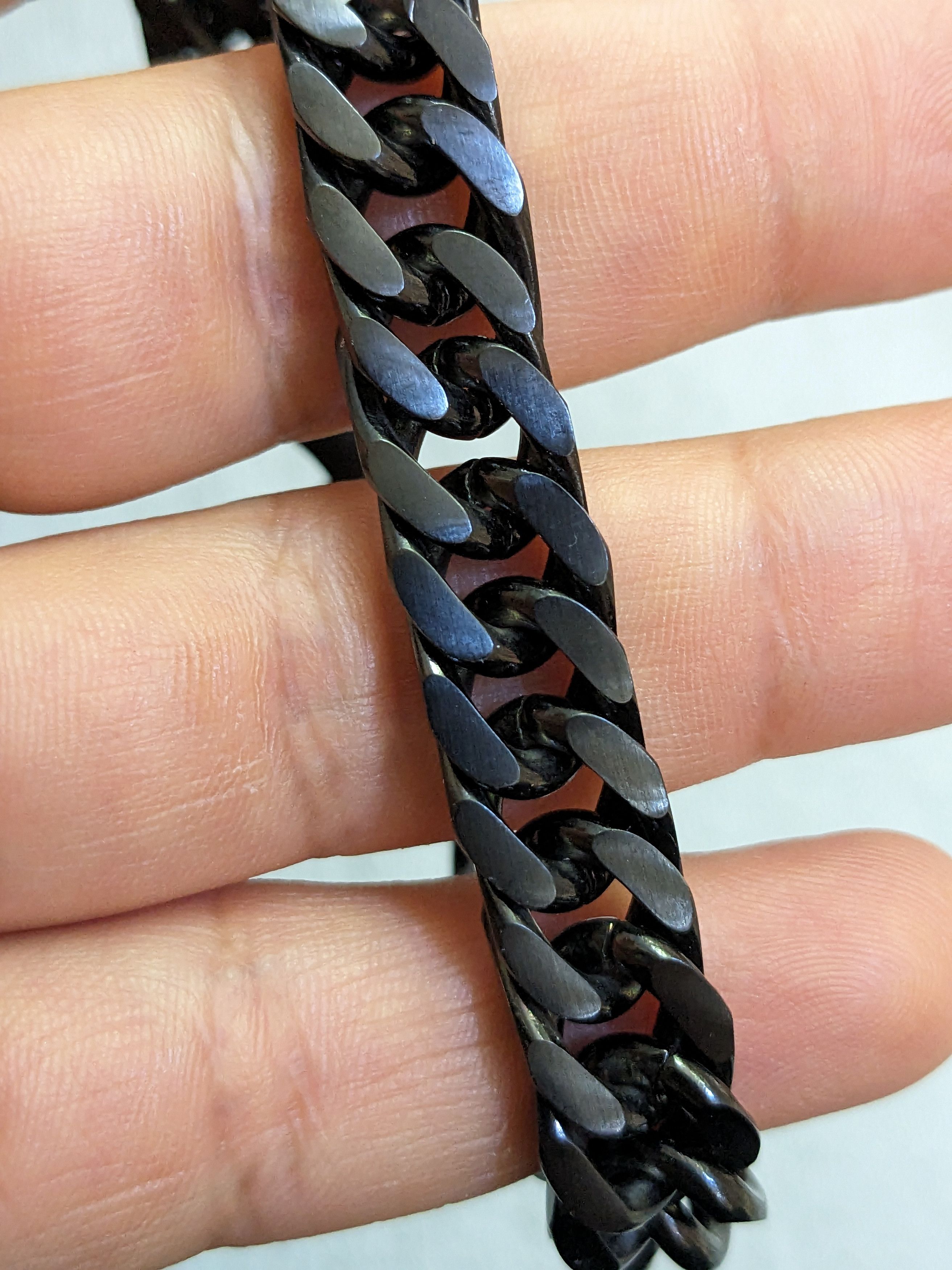Jewelry Stainless Steel Bracelet Black Cuban Curb 8.75" Biker Punk Size ONE SIZE - 11 Thumbnail