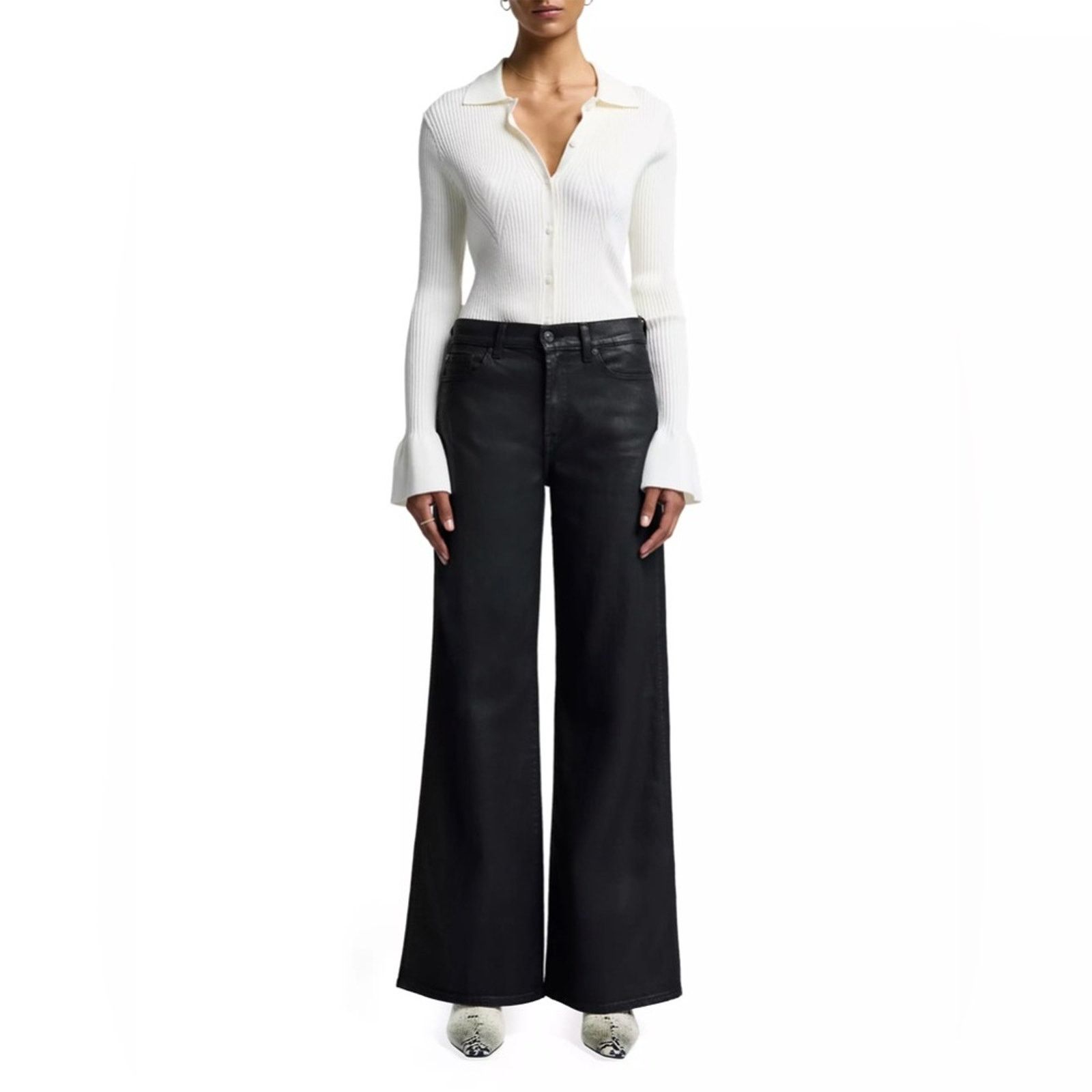 7 For All Mankind 7 For All Mankind Lotta Wide-Leg Coated Jeans, sz 30 (8-10) Size 30" / US 8 / IT 44 - 2 Thumbnail