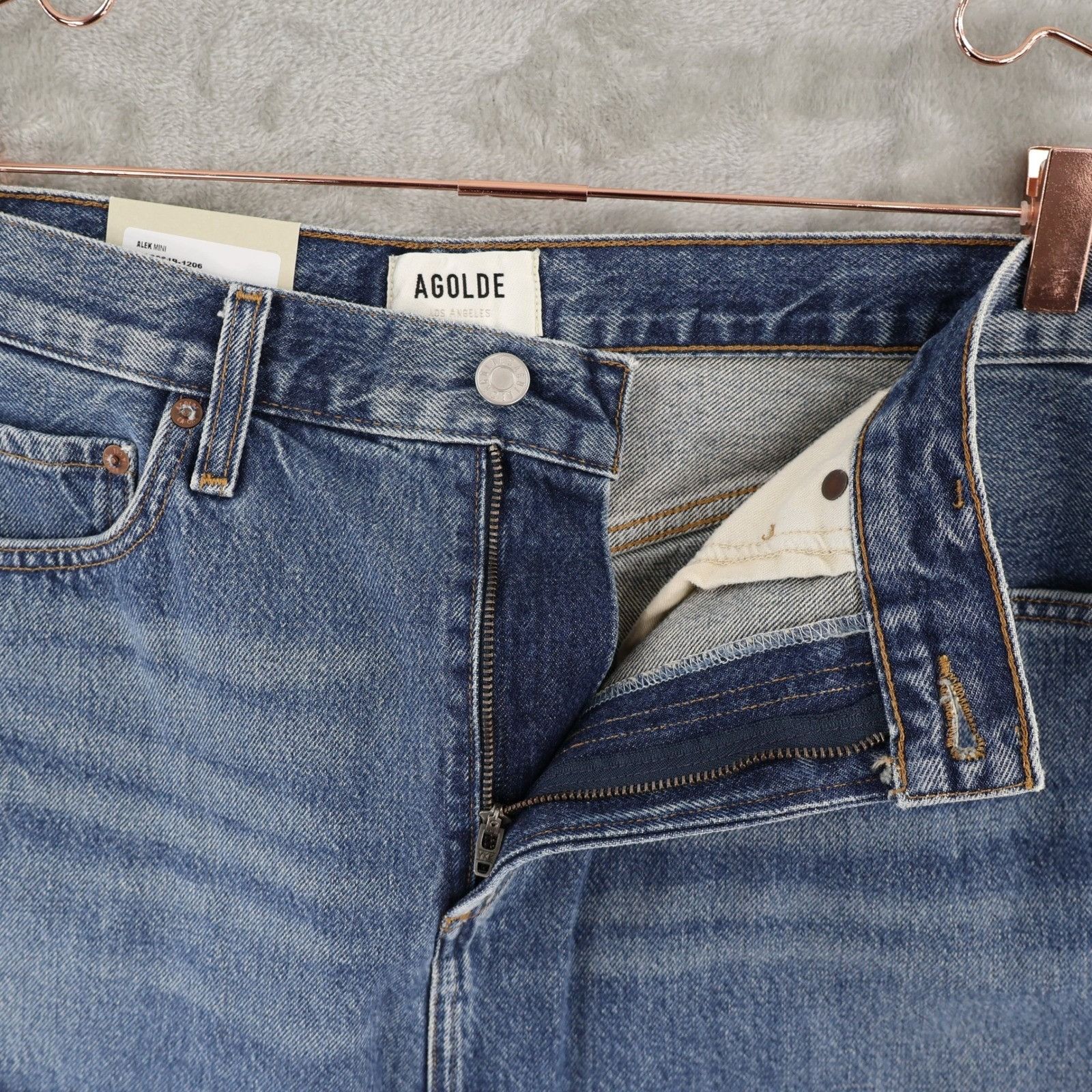 Agolde AGOLDE Alek Mini Skirt Womens 28 Blue Denim Classic Preppy T Size 28" / US 6 / IT 42 - 11 Thumbnail