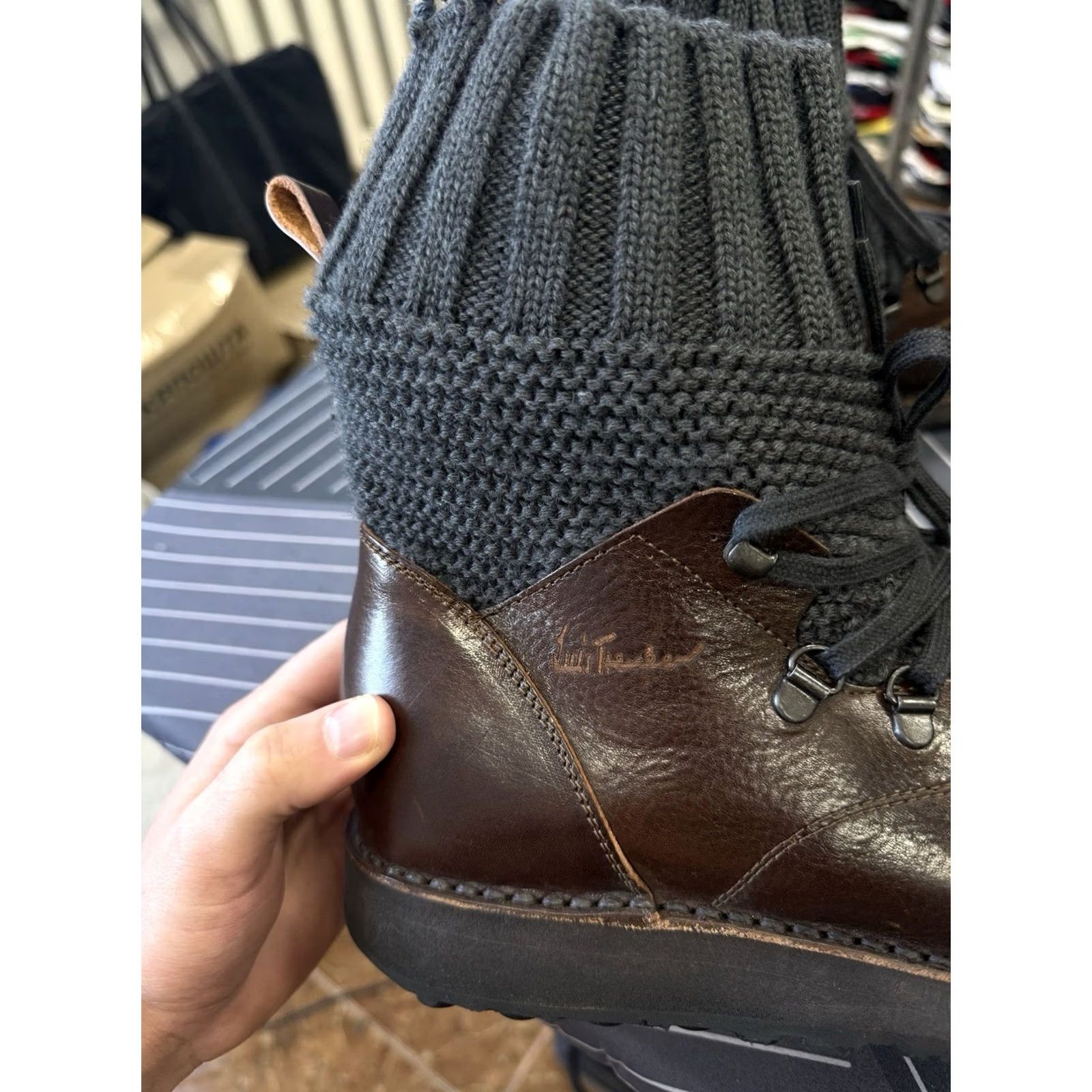 Vintage VINTAGE Luis Trenker Hand Made in Italy Leather Knit Hiking Boots Boots Mens 45 Brown Leather Knit Hiking Boots Mens 12 45 Brown Boots Mens Size US 12 / EU 45 - 6 Thumbnail