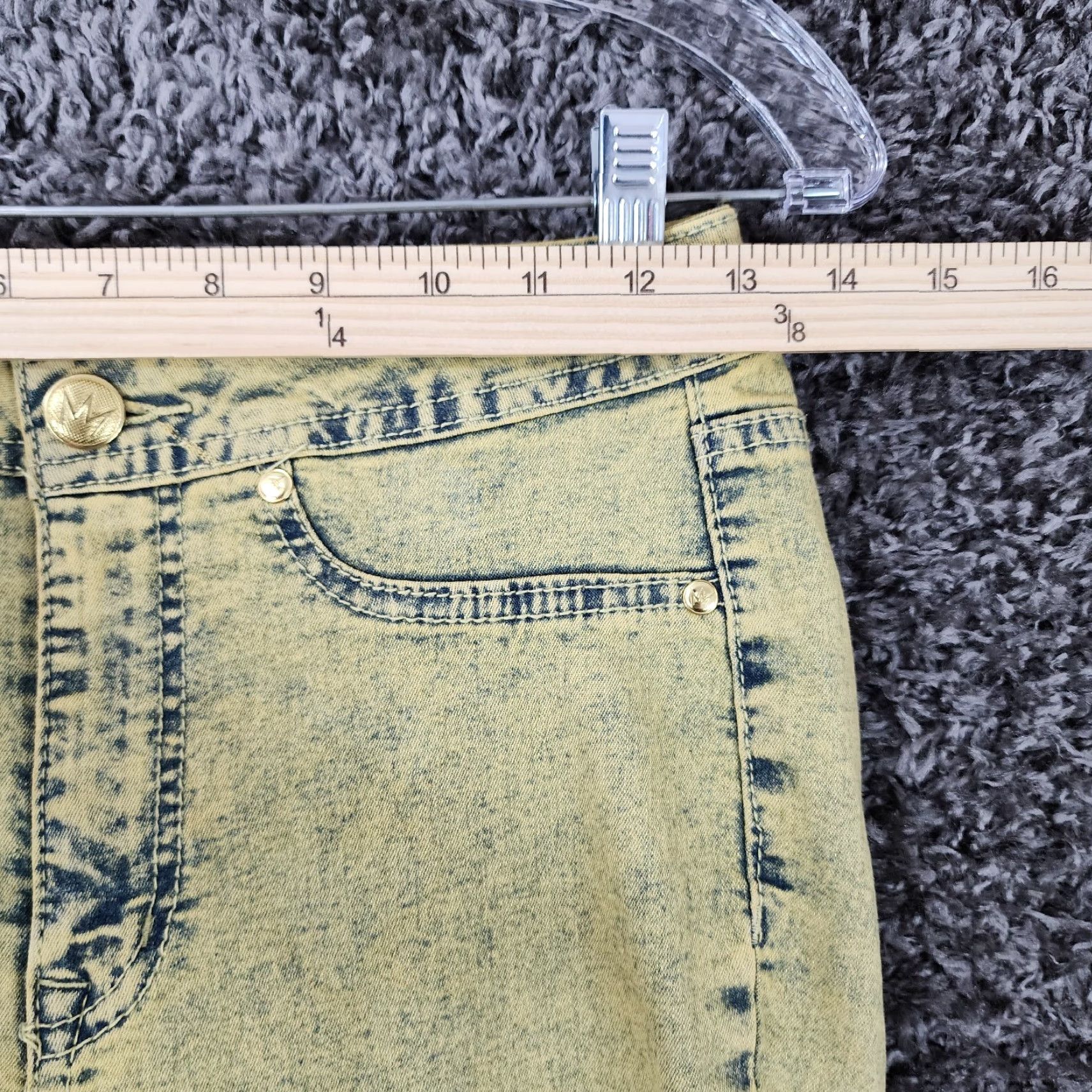 Vintage NICKI MINAJ Womens Jeans Jegging Yellow Acid Wash Stretch Curvy Size 8 26" W 27" Inseam Womens Size 30" / US 8 / IT 44 - 4 Thumbnail