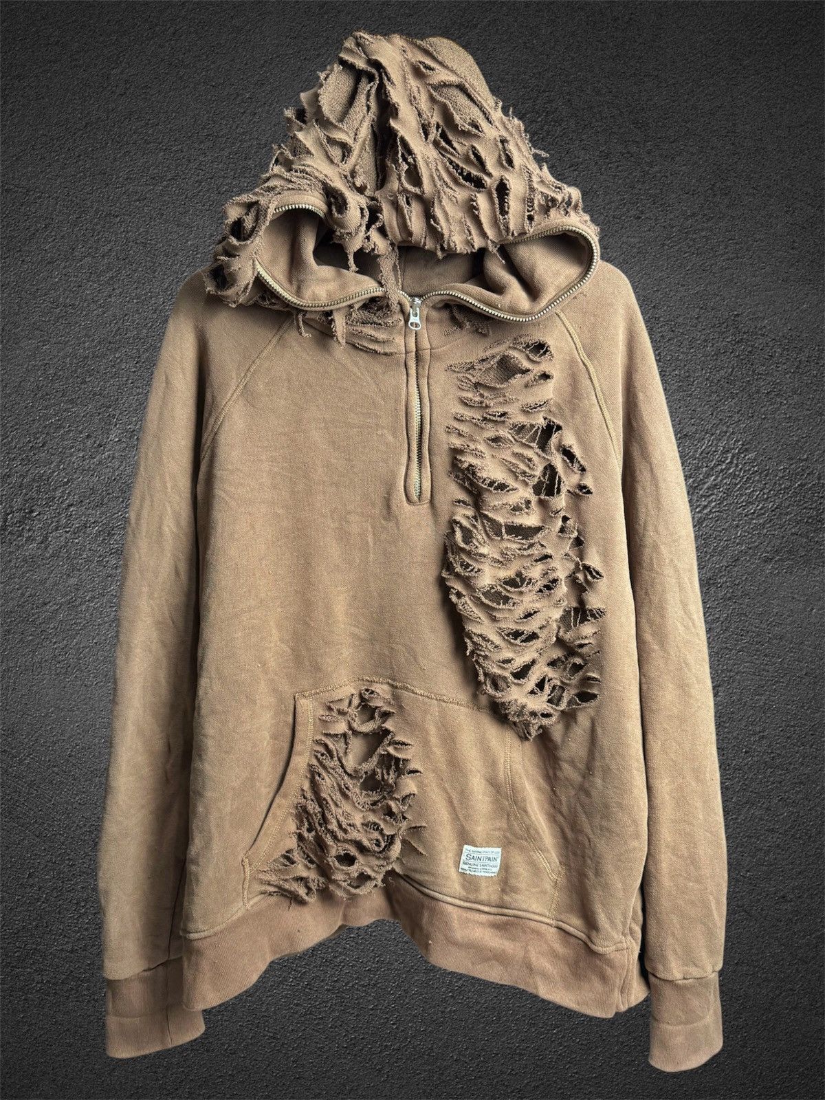 If Six Was Nine × Japanese Brand × Le Grande Bleu (L.G.B.) Brown Hoodie Crazy Distressed Hoodie by Saint Pain Size US L / EU 52-54 / 3 - 1 Thumbnail