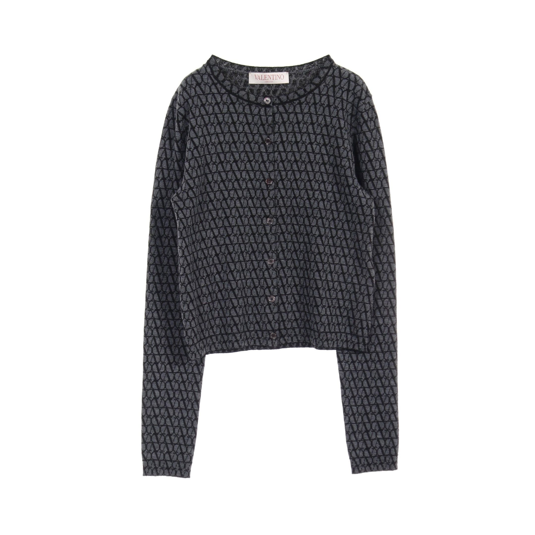 Valentino Valentino Cardigan Logo Pattern Wool Gray Size ONE SIZE - 1 Thumbnail