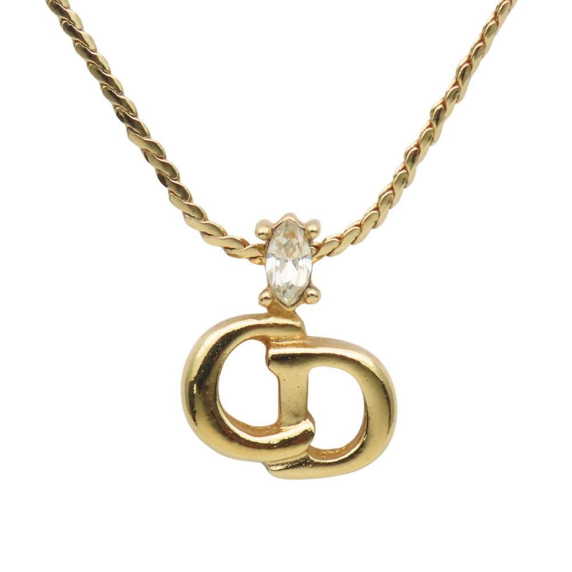 Dior Christian Dior CD logo metal necklace with rhinestones and gold-plated GP. Women's. Size ONE SIZE - 1 Thumbnail