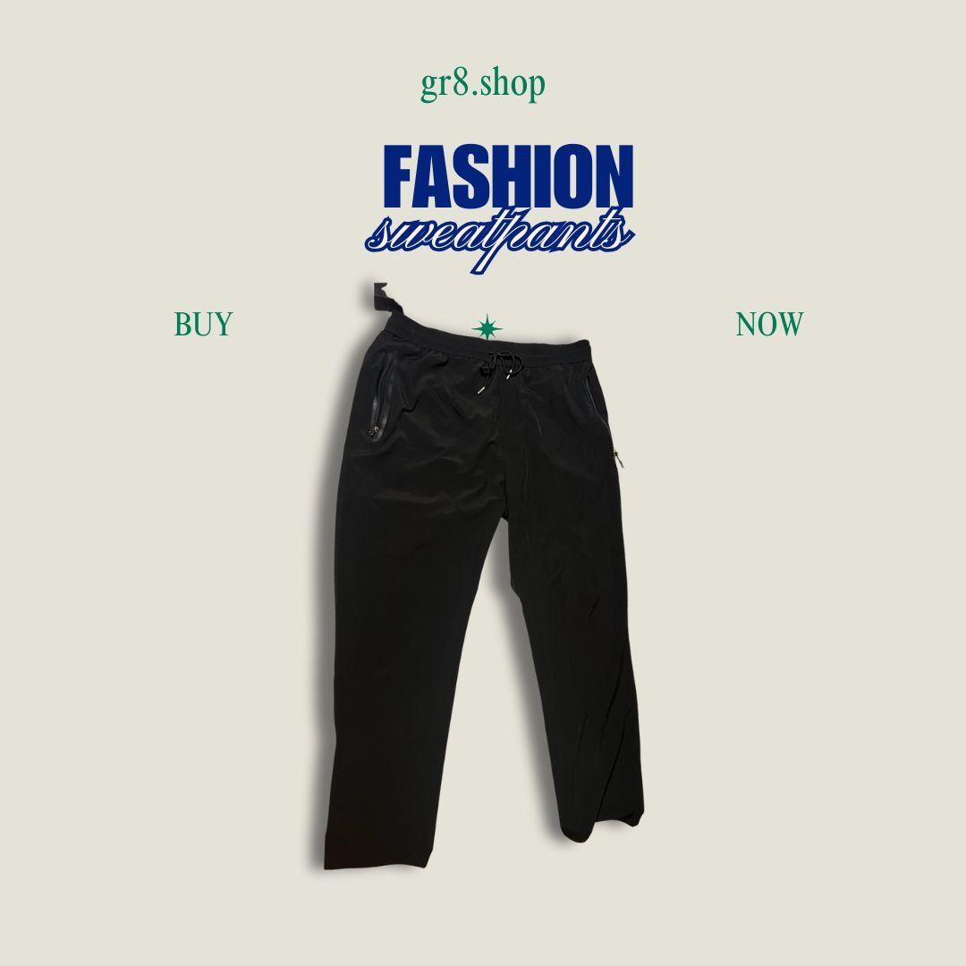 Other Mens Black Fashion Sweatpants XL With Zippered Pockets & Ela Size US 35 - 1 Thumbnail
