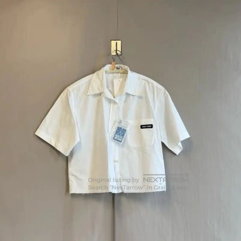 Miu Miu Miu Miu Women's White Cotton Cropped Shirt . Size M / US 6-8 / IT 42-44 - 1 Thumbnail