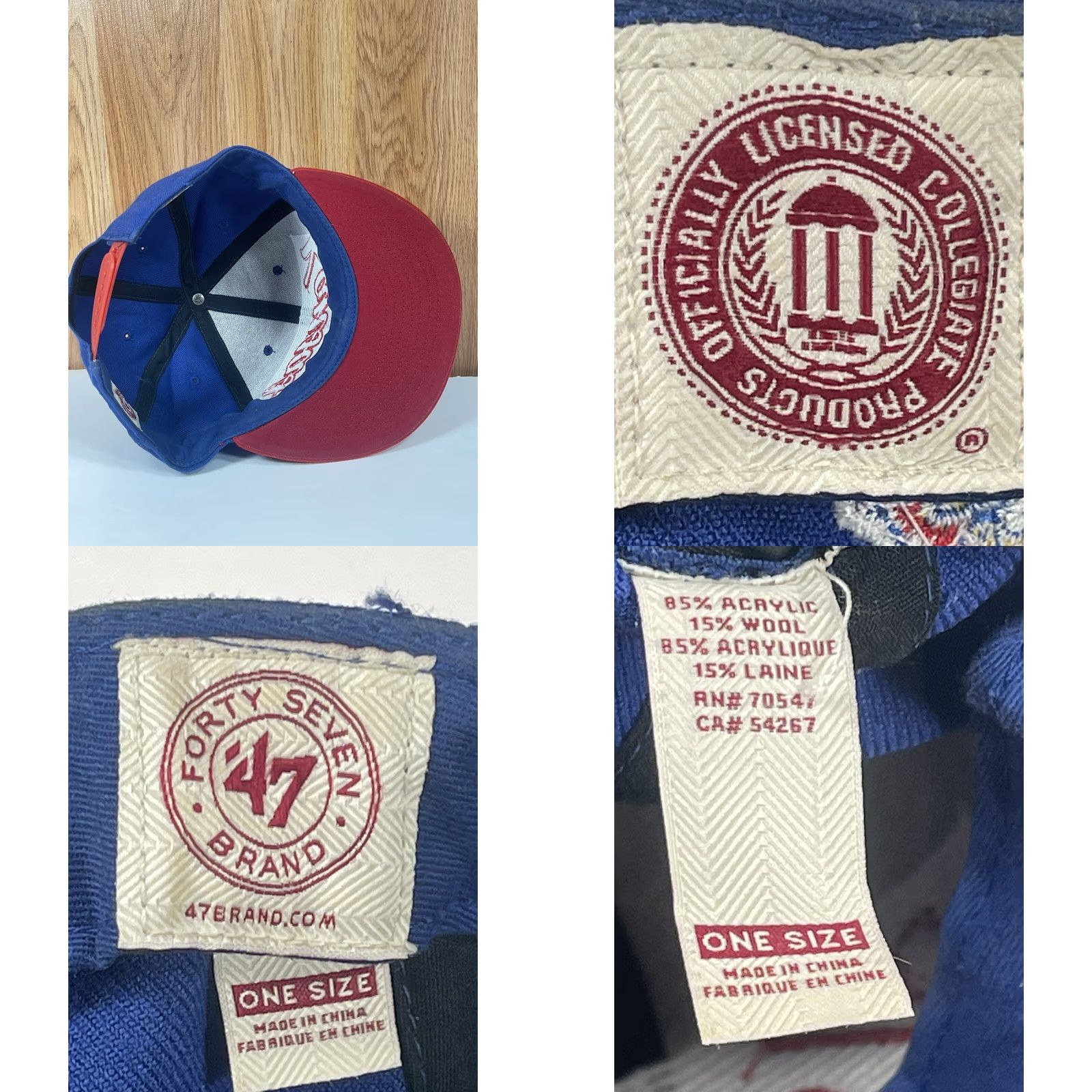 NCAA Forty Seven47 Brand NCAA Kansas Jayhawks Snapback Hat One Size Fit All Flat Bill Adjustable Logo Multicolor Men Hat Size ONE SIZE - 8 Thumbnail