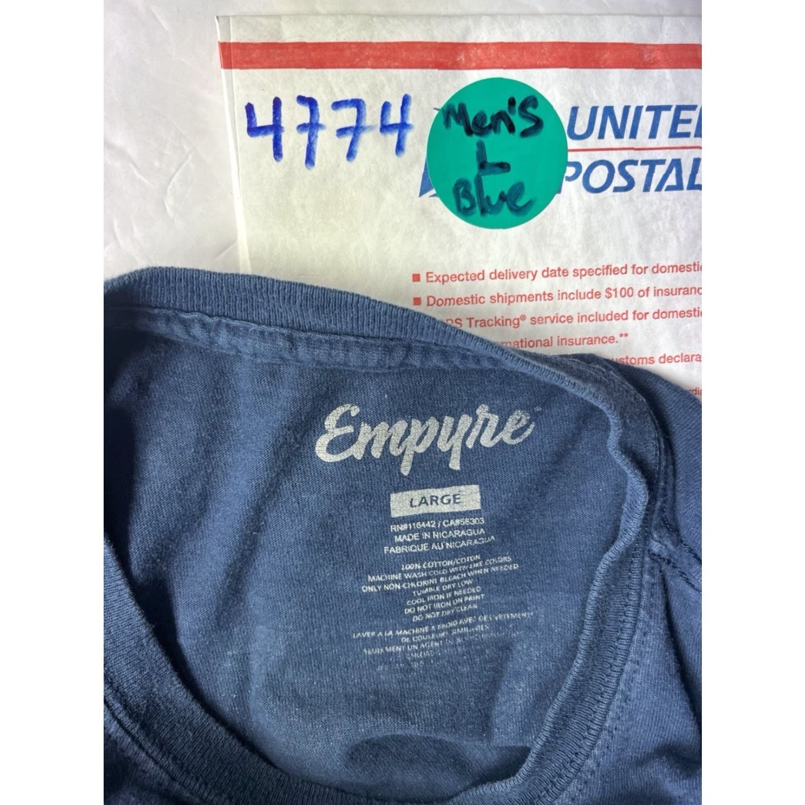 Empyre Empyre Shirt Men's Large Blue Short Sleeve Crew Neck Cotton T-Shirt Regular Fit Men’s Clothing Size US L / EU 52-54 / 3 - 6 Thumbnail