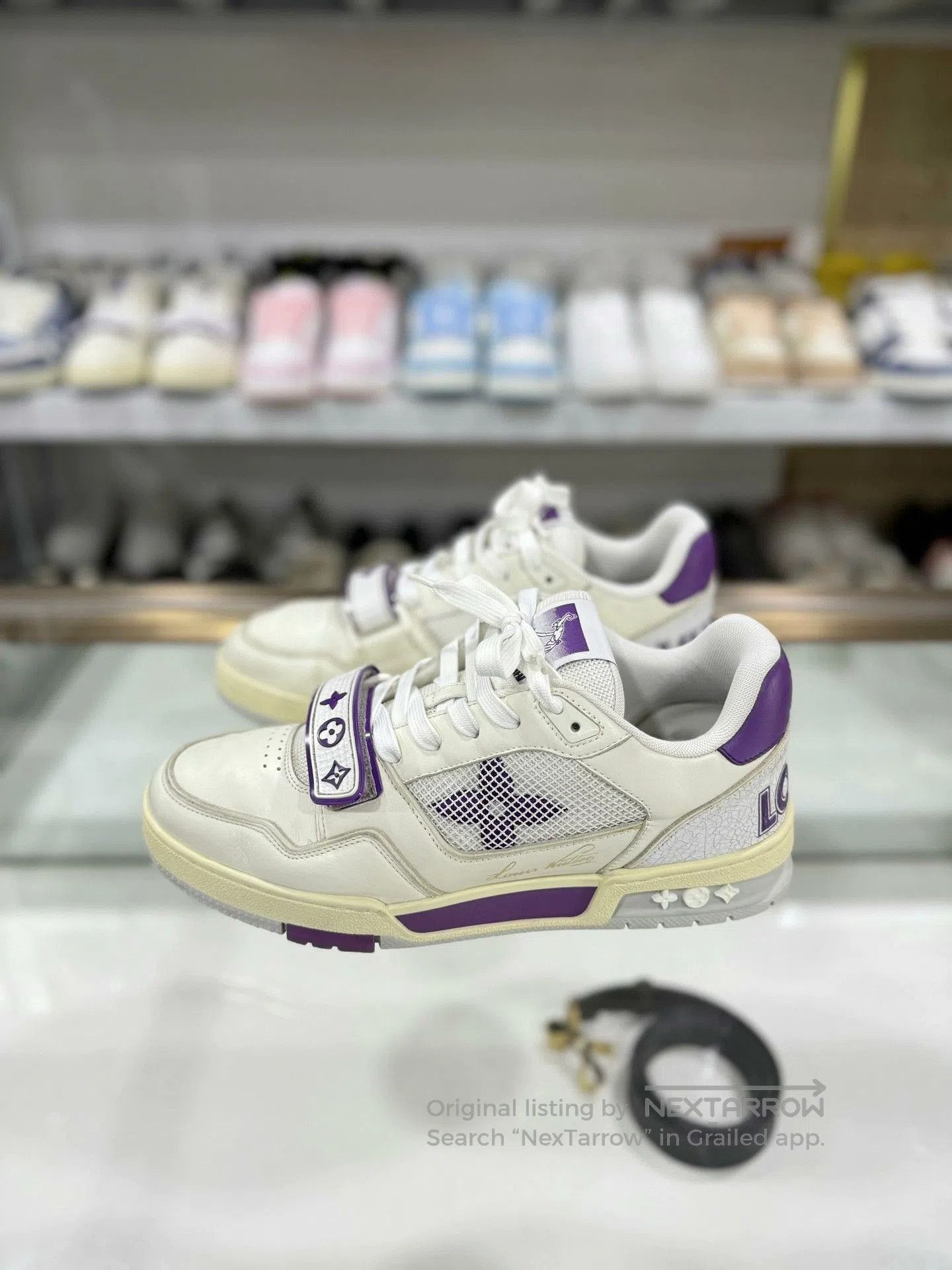 Louis Vuitton Louis Vuitton Trainer White Purple Velcro. Size US 8 / EU 41 - 1 Thumbnail