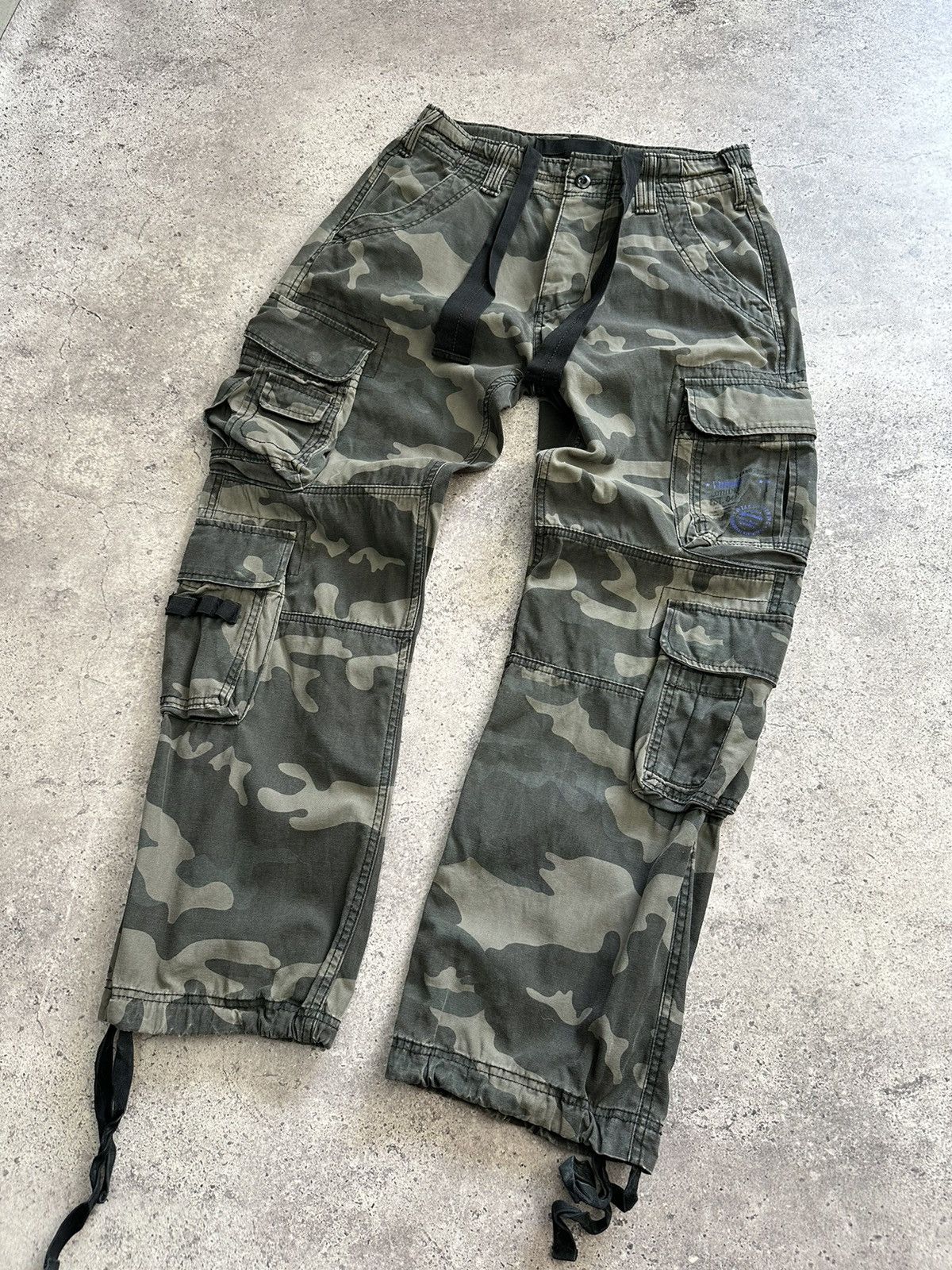 Brandit × Japanese Brand × Vintage Vintage Brandit Camo Rave Bondage Pants Belted Y2K Archival Size US 33 - 4 Thumbnail