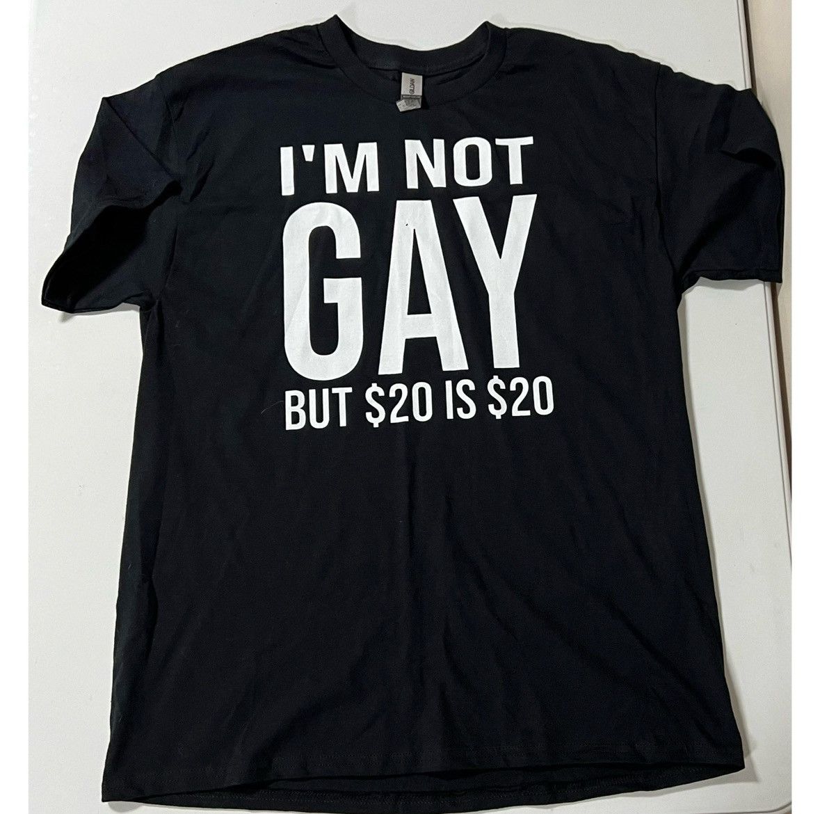 Vintage Black ‘I’m Not Gay But $20 Is $20’ T-Shirt Top Tee Size L 🖤 Size US L / EU 52-54 / 3 - 1 Thumbnail
