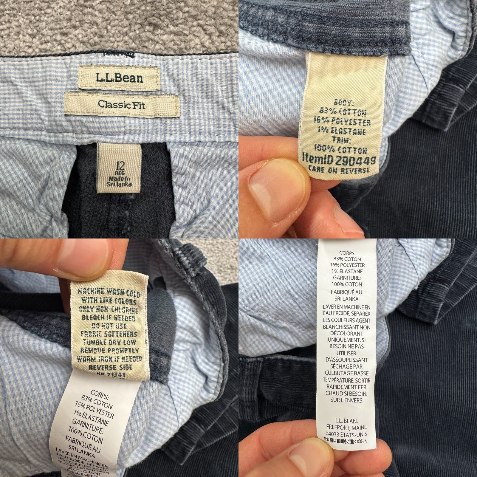 Vintage L.L. Bean Classic Fit Corduroy Cargo Pants Womens 12R Dark Blue Casual Outdoor Pants Size 34" / US 12 / IT 48 - 8 Thumbnail