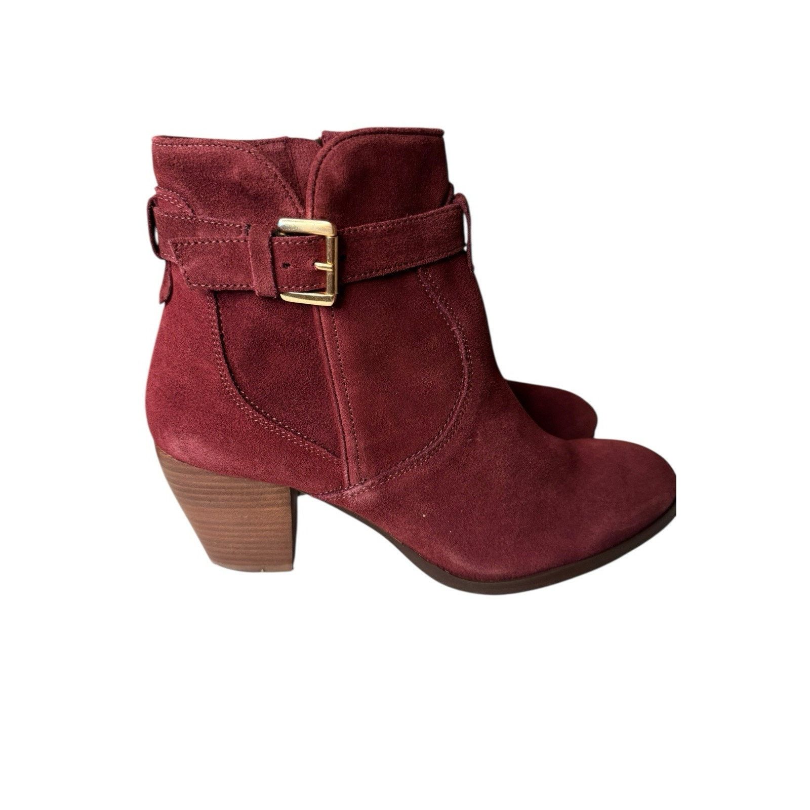 Other Diba NEW Sleek Bootie Burgundy Suede Gold Buckle Ankle Size US 9.5 / IT 39.5 - 2 Thumbnail
