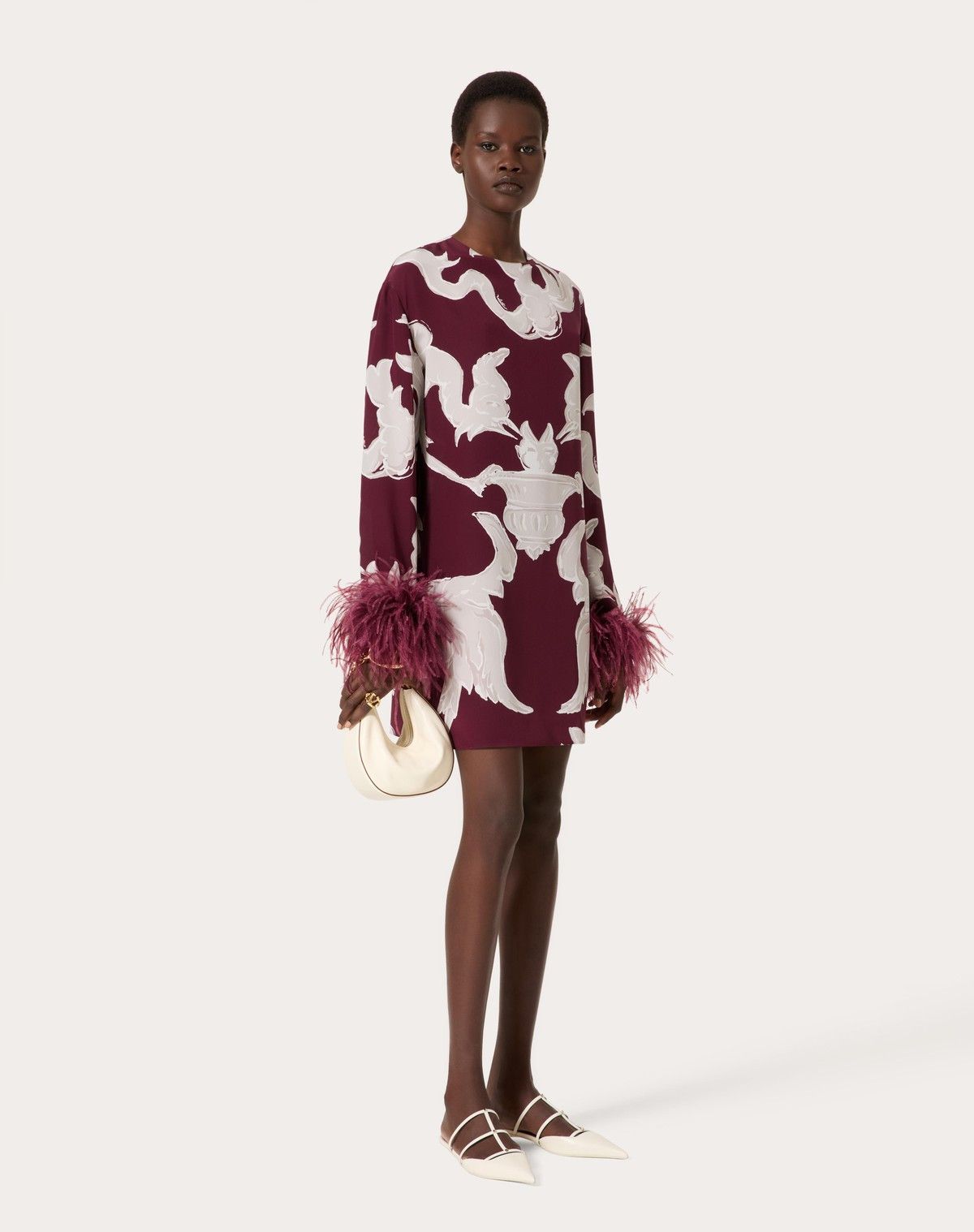 Valentino o1s1wg110525 Gryphon Allover Crepe Chine Dress in Multicolor Size L / US 10 / IT 46 - 2 Thumbnail