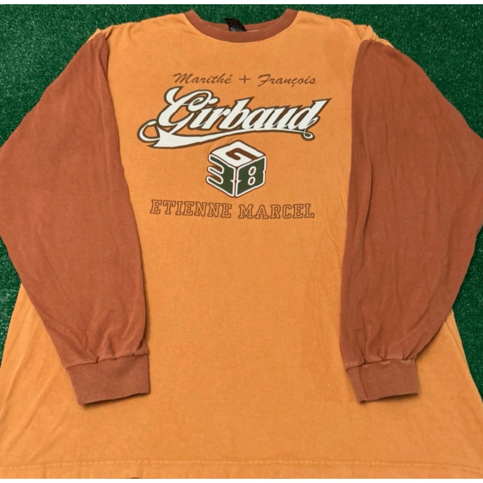 Vintage VINTAGE Girbaud MFG Logo VTG Longsleeve Shirt Mens XL Hip Hop 90s Y2K graphic Logo Brown Sweatshirt T-Shirt Size US XL / EU 56 / 4 - 3 Thumbnail