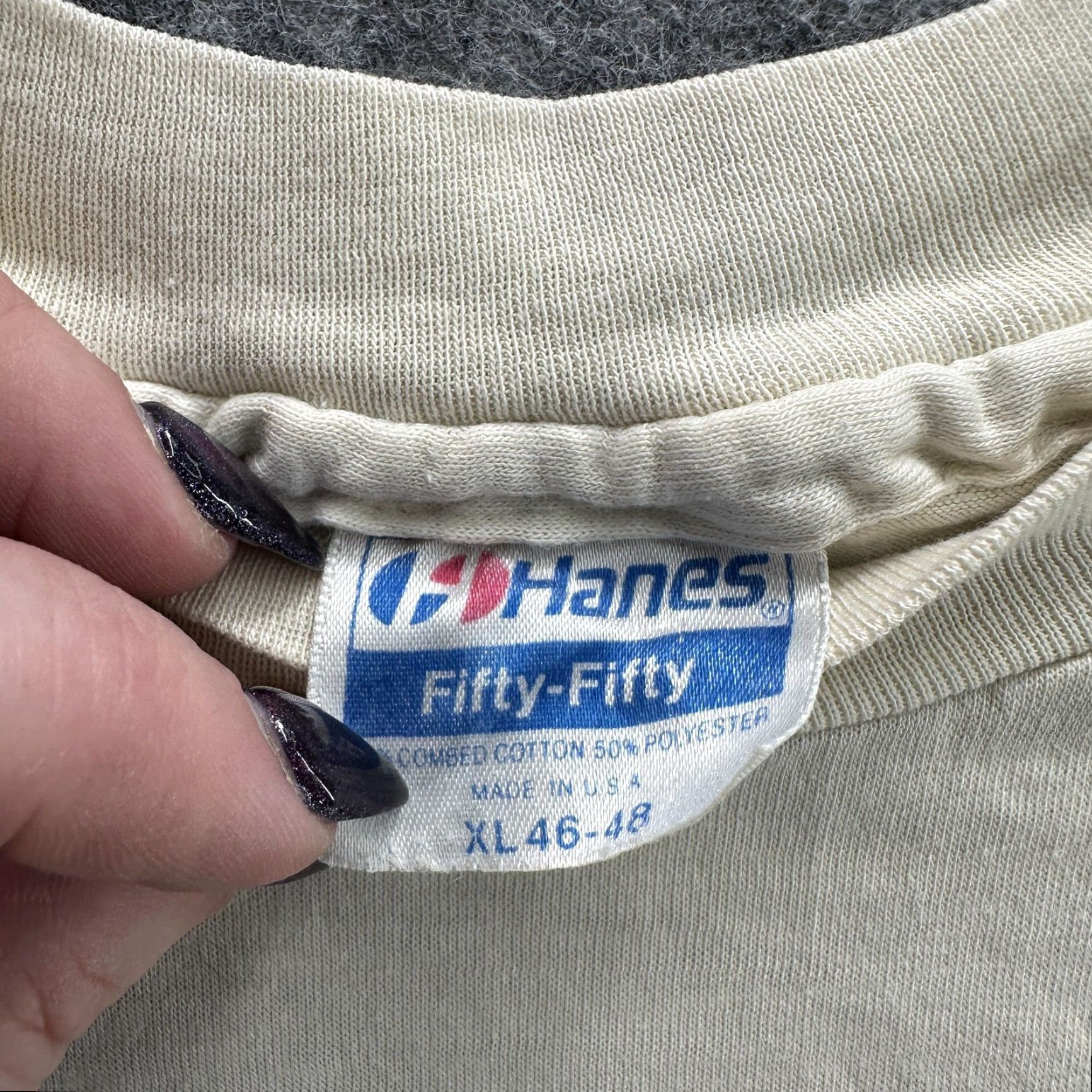 Hanes VINTAGE Eichner Properties Shirt Mens XL Beige Hanes Fifty-Fifty Promo Tee 90s USA Size US XL / EU 56 / 4 - 7 Thumbnail
