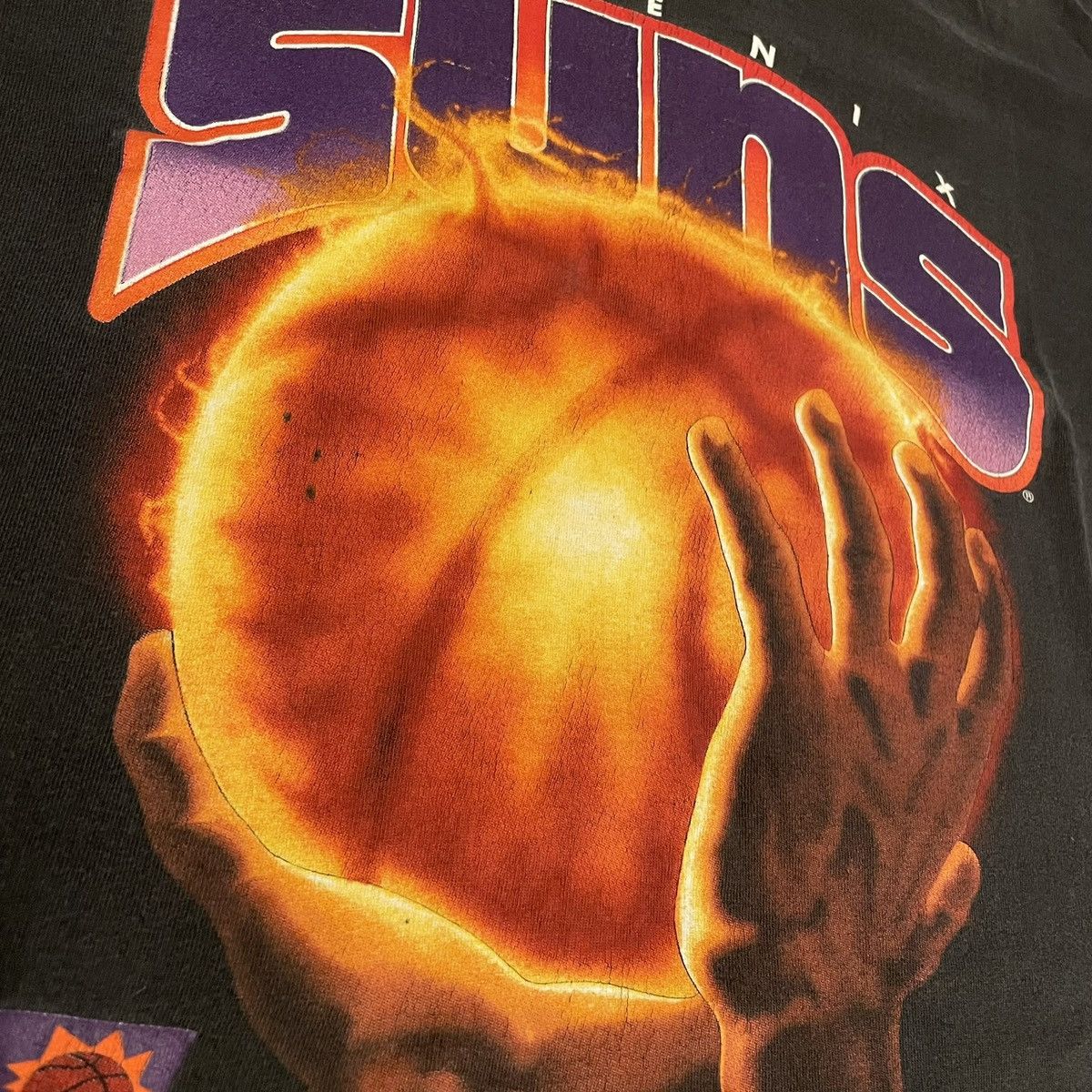 NBA × Salem Sportswear × Vintage Vintage 1991 NBA Phoenix Suns Flame Graphic Basketball Tee Size US L / EU 52-54 / 3 - 4 Thumbnail