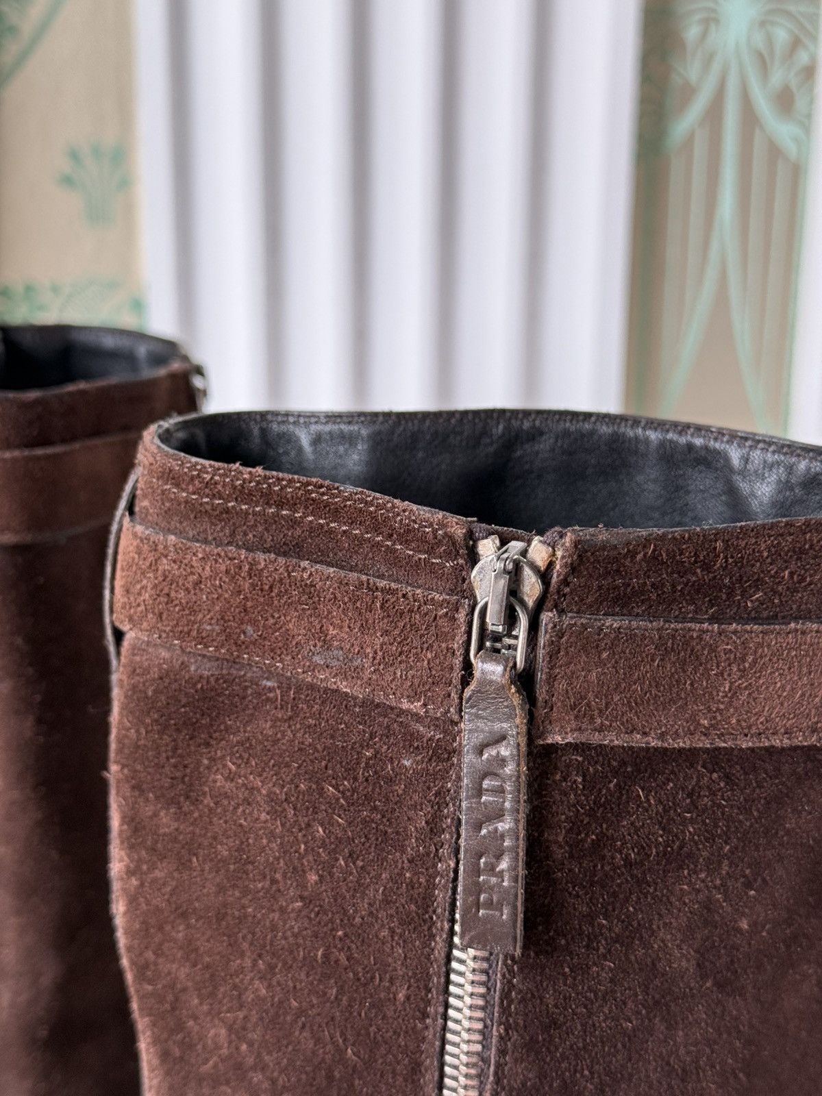 Prada Prada Sport Brown Suede and Leather Moto Knee Boots 38.5 Size US 8.5 / IT 38.5 - 15 Thumbnail