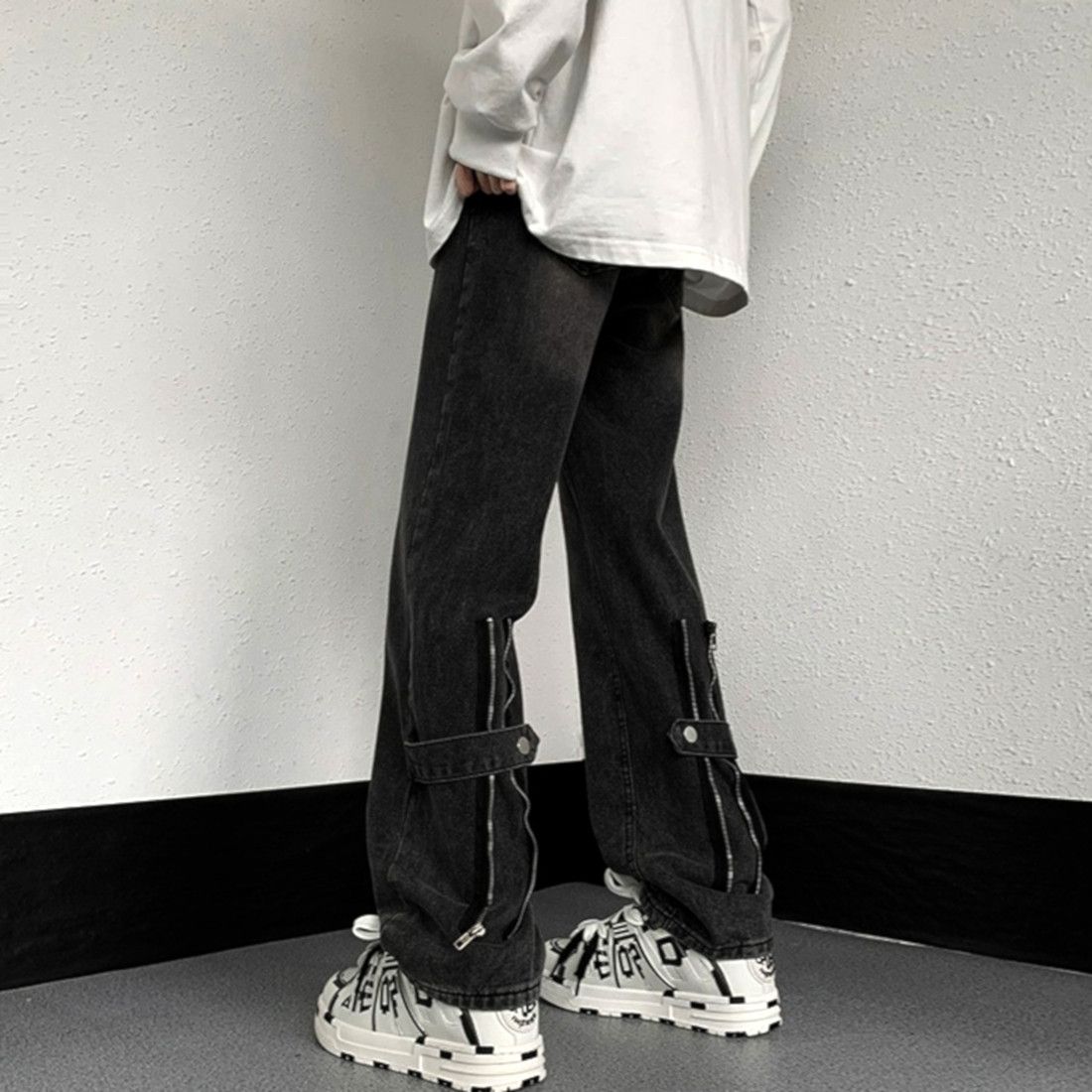 Designer × Japanese Brand × Vintage Vintage Punk Distressed Zippers Washed Pants Streetwear Rave Size US 31 - 2 Thumbnail